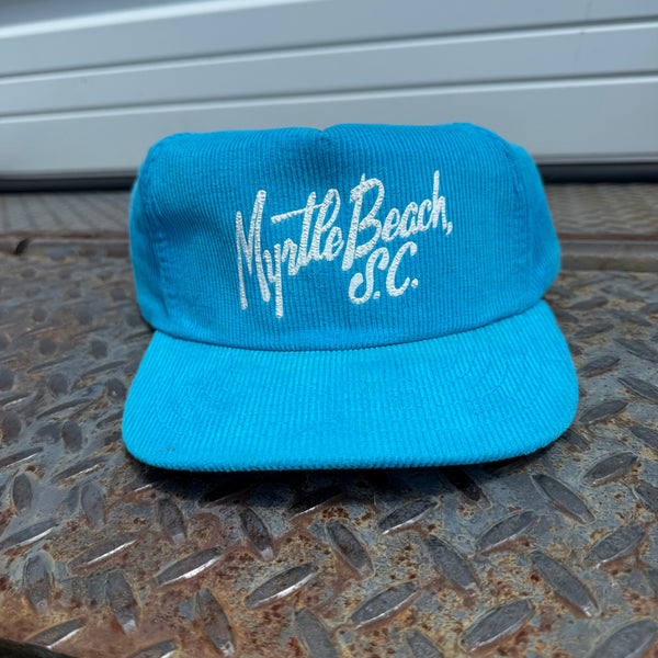 Vintage Myrtle Beach Corduroy Snapback - Aqua Blue