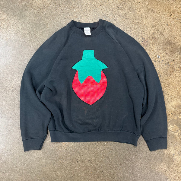 N.B.G. Custom Patch Crewneck - Bleached Black/Strawberry - XL