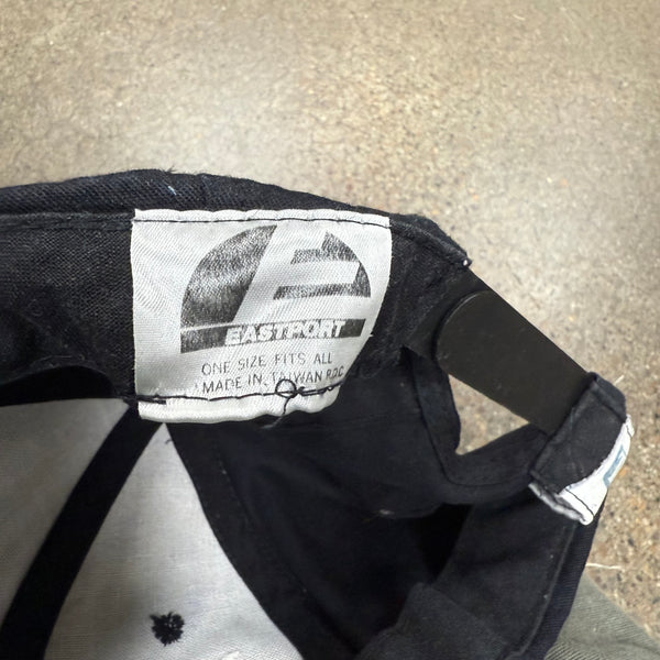 90s RARE Black New England Patriots Eastport Split Bar Snapback