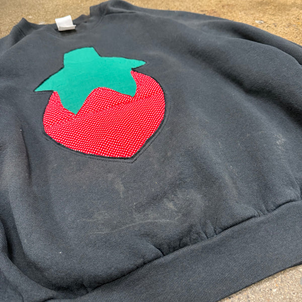 N.B.G. Custom Patch Crewneck - Bleached Black/Strawberry - XL