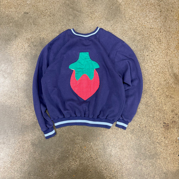 N.B.G. Custom Patch Crewneck - Navy & Sky/Strawberry - Baggy M
