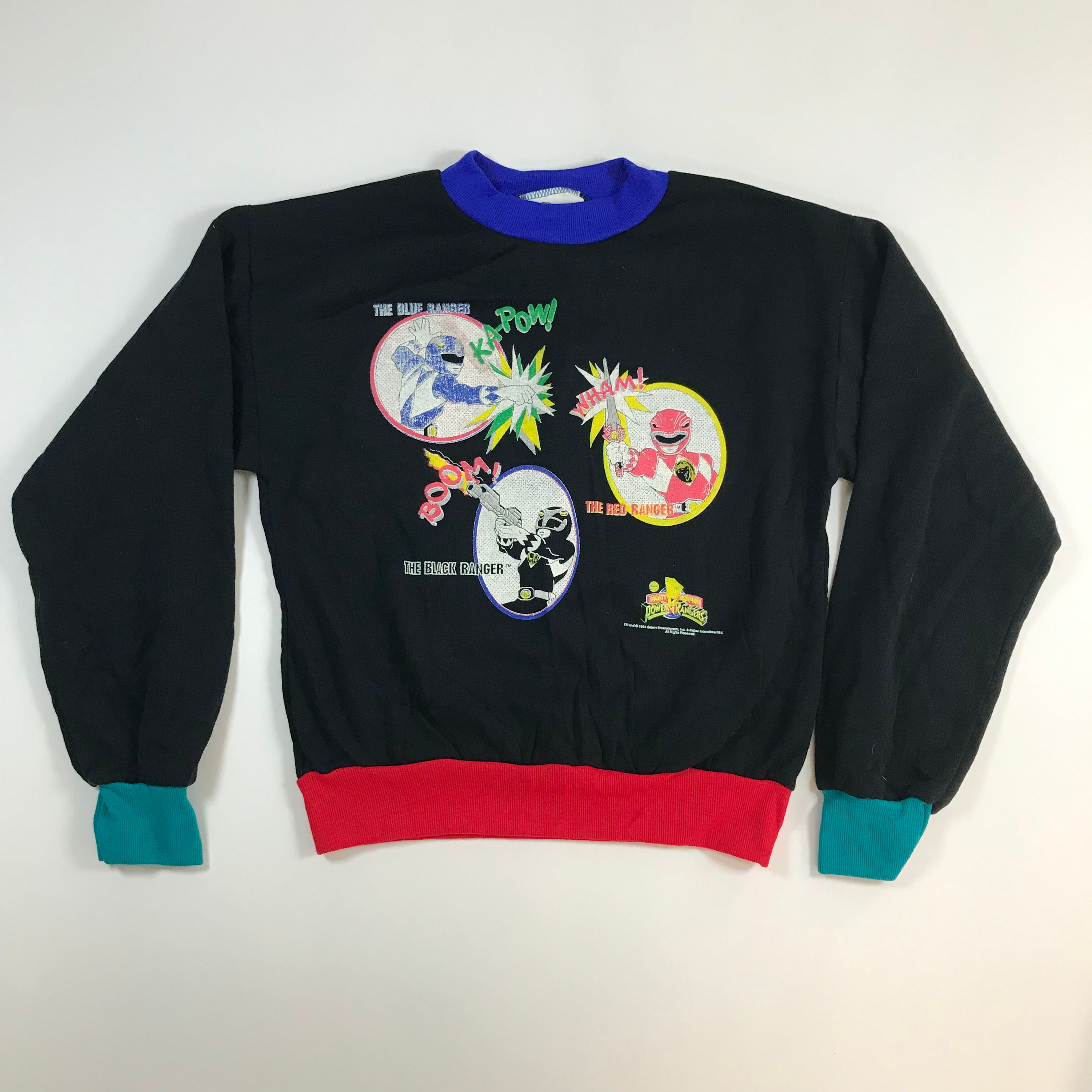 KIDS 90s Color Block Power Rangers Crewneck - M 10/12 miUSA