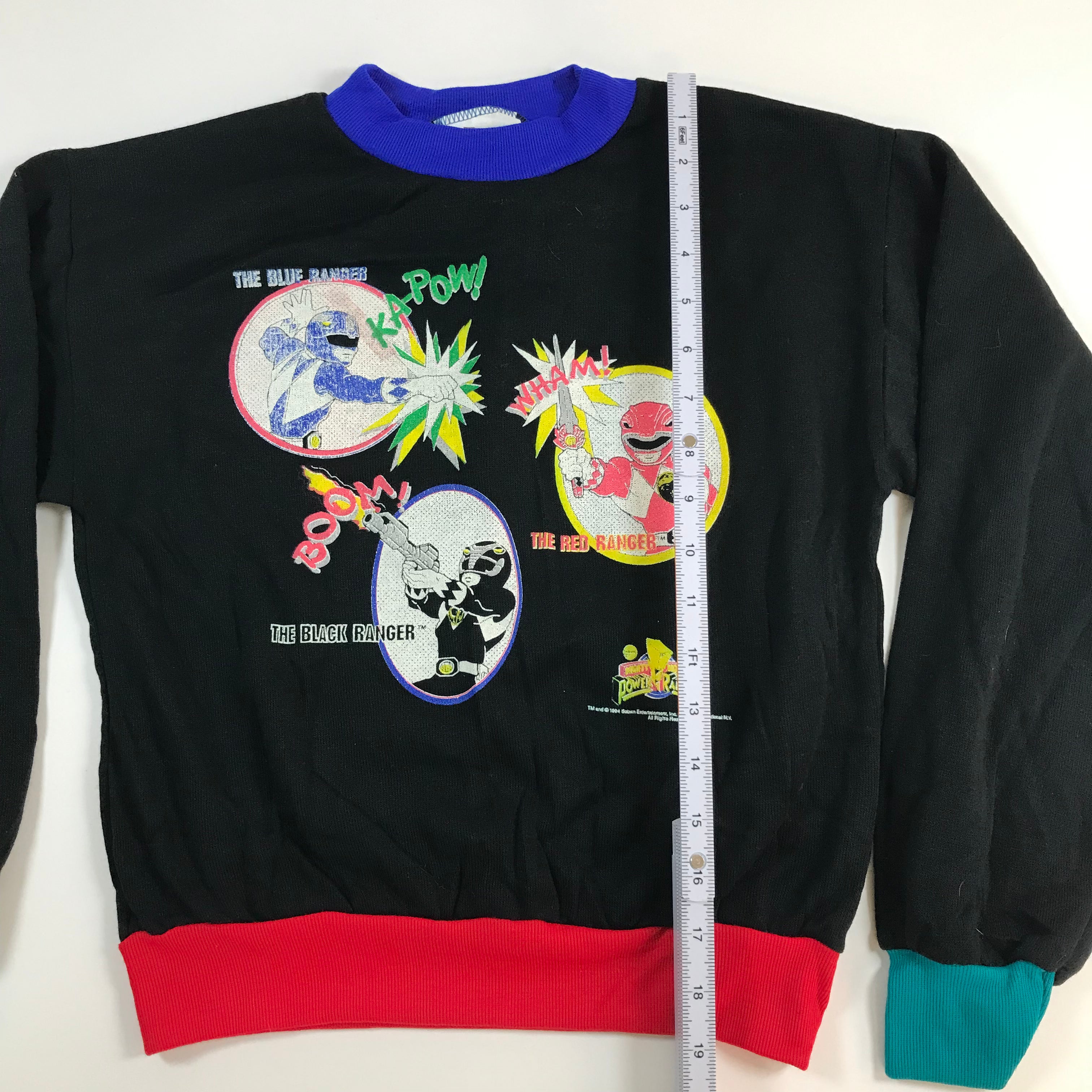 KIDS 90s Color Block Power Rangers Crewneck - M 10/12 miUSA