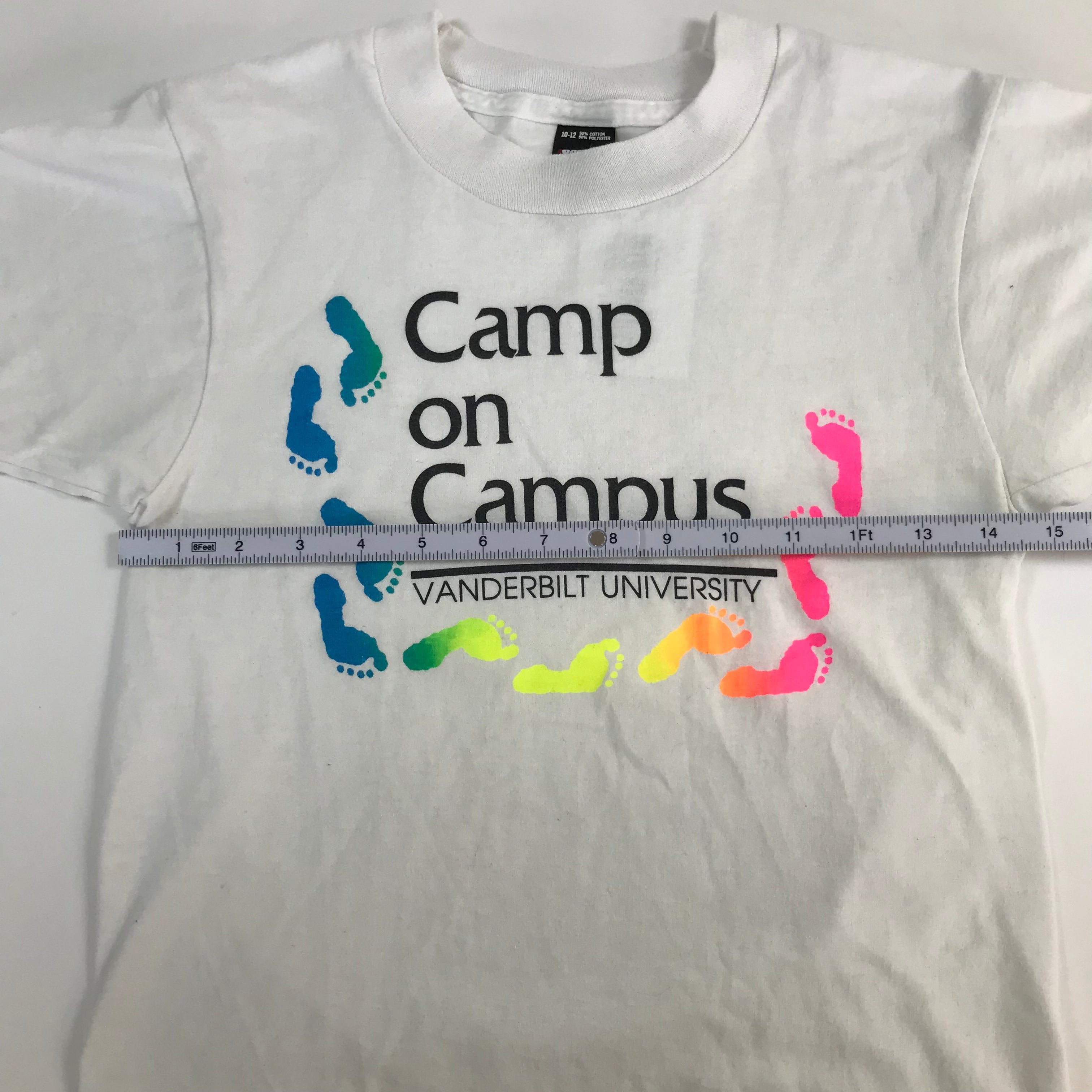 90s Vanderbilt Campus Camp Rainbow Tee - YOUTH M (10/12) miUSA