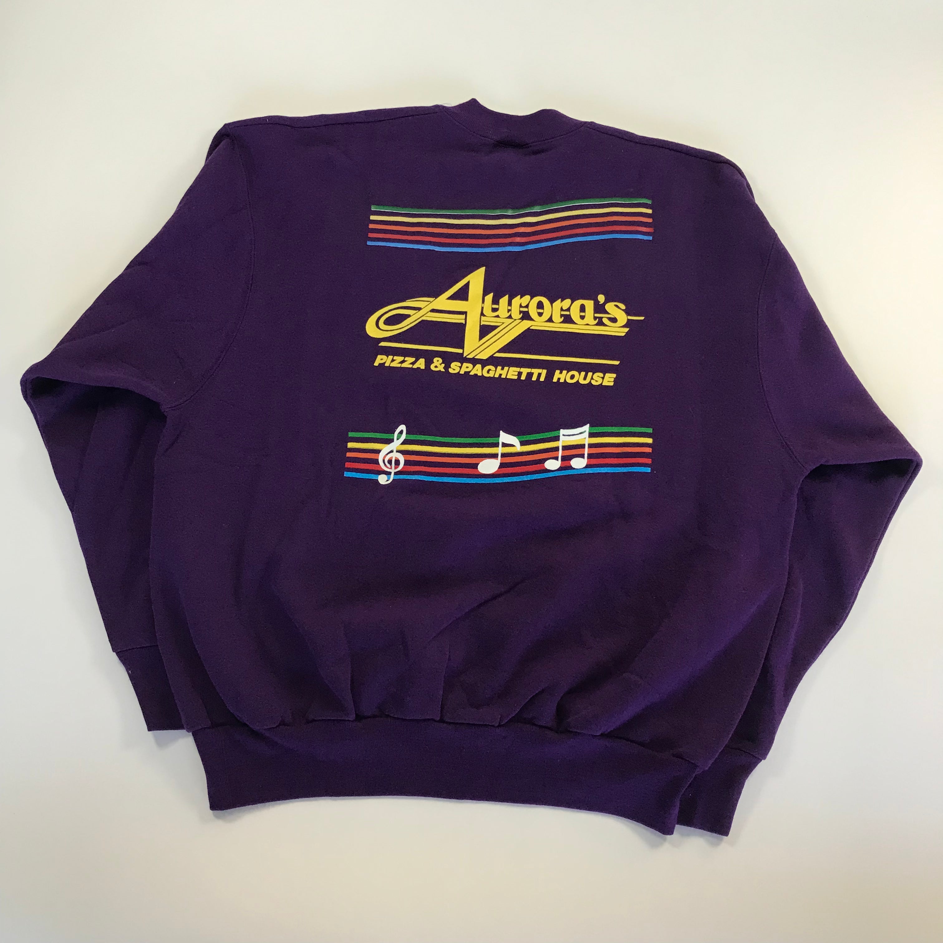 90s DEADSTOCK Aurora's Pizza & Spaghetti House Crewneck - XL