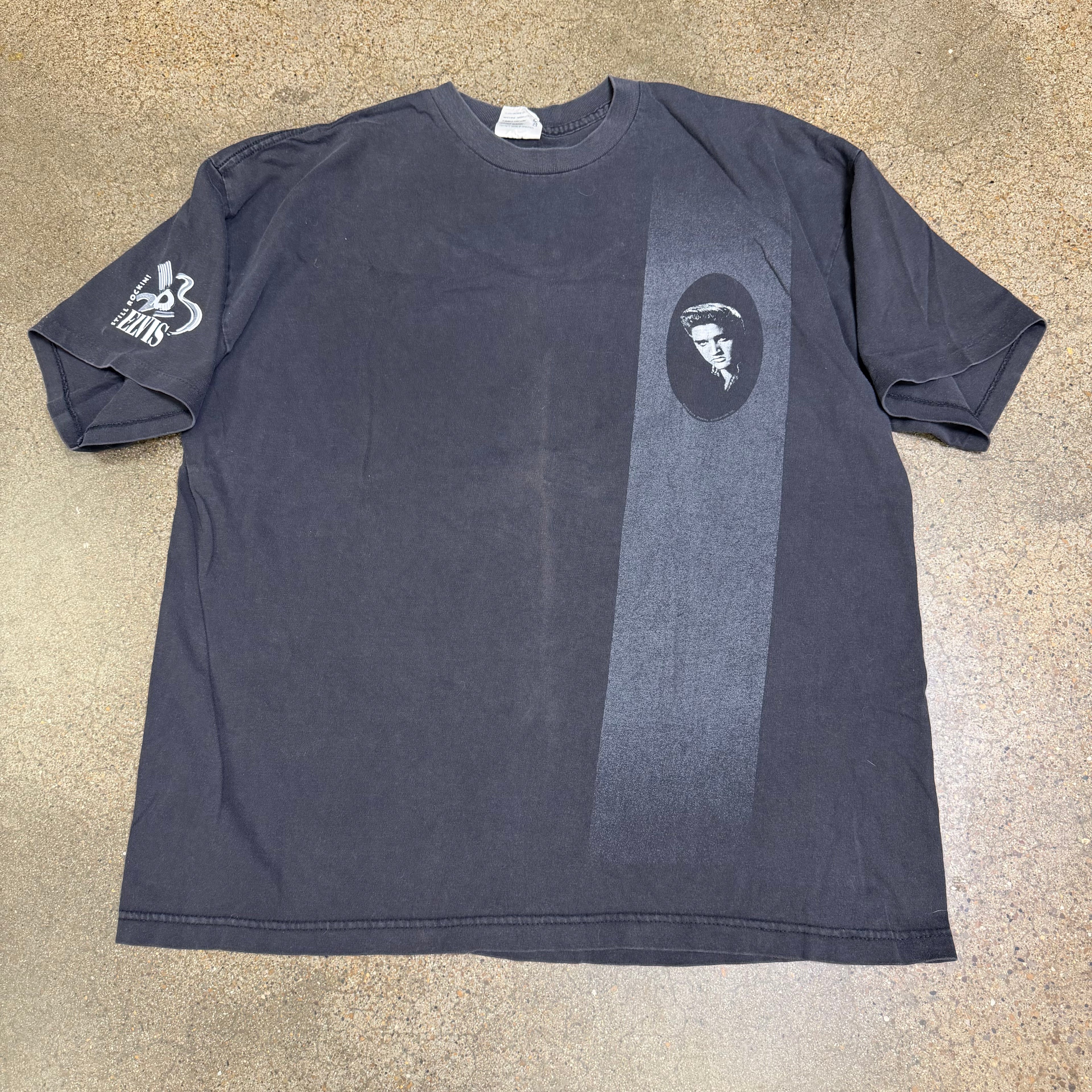 1996 Faded Black Elvis Portrait Tee - L miUSA