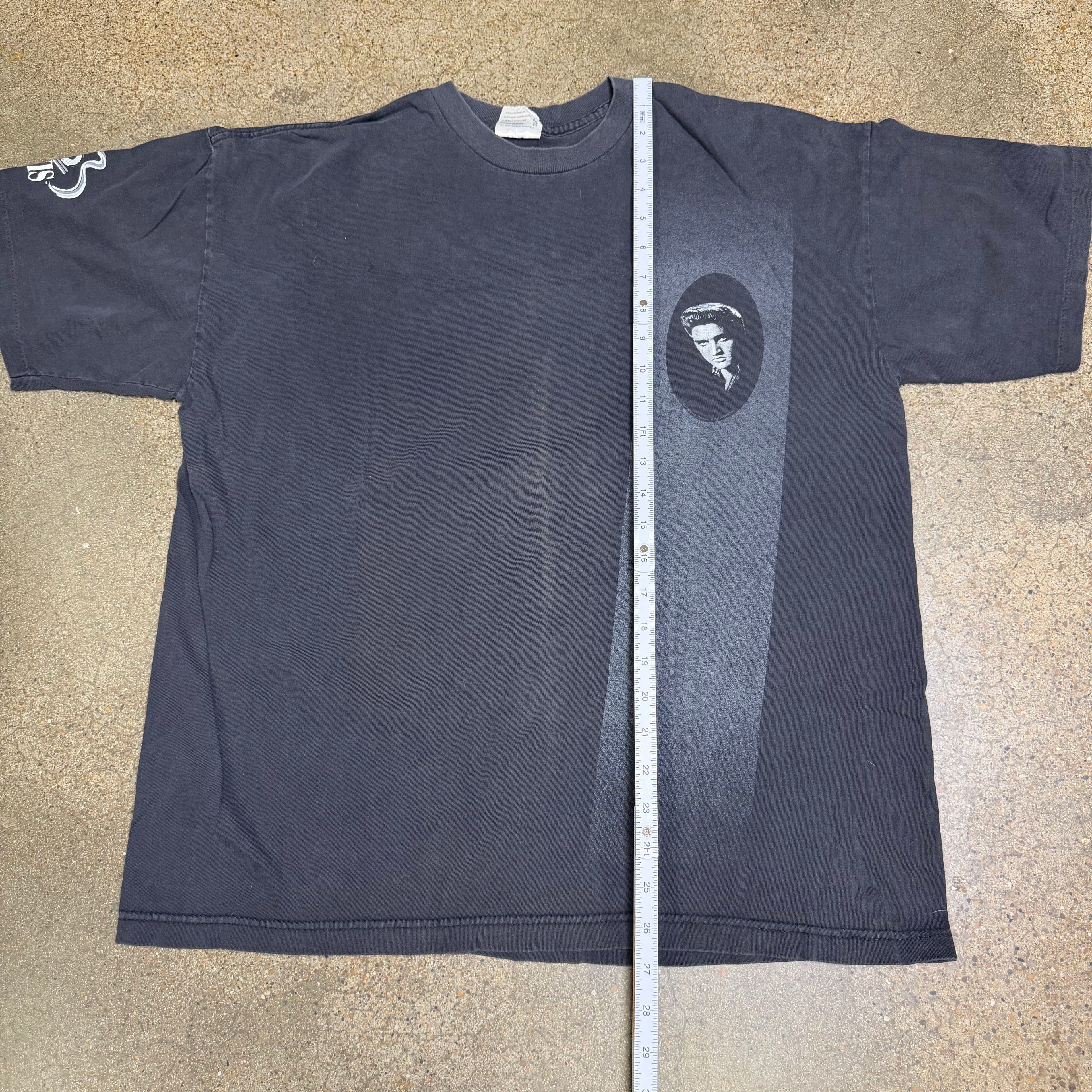 1996 Faded Black Elvis Portrait Tee - L miUSA