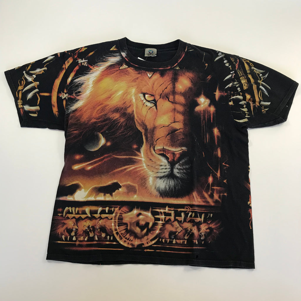 Y2K Liquid Blue Lion AOP Tee - XL