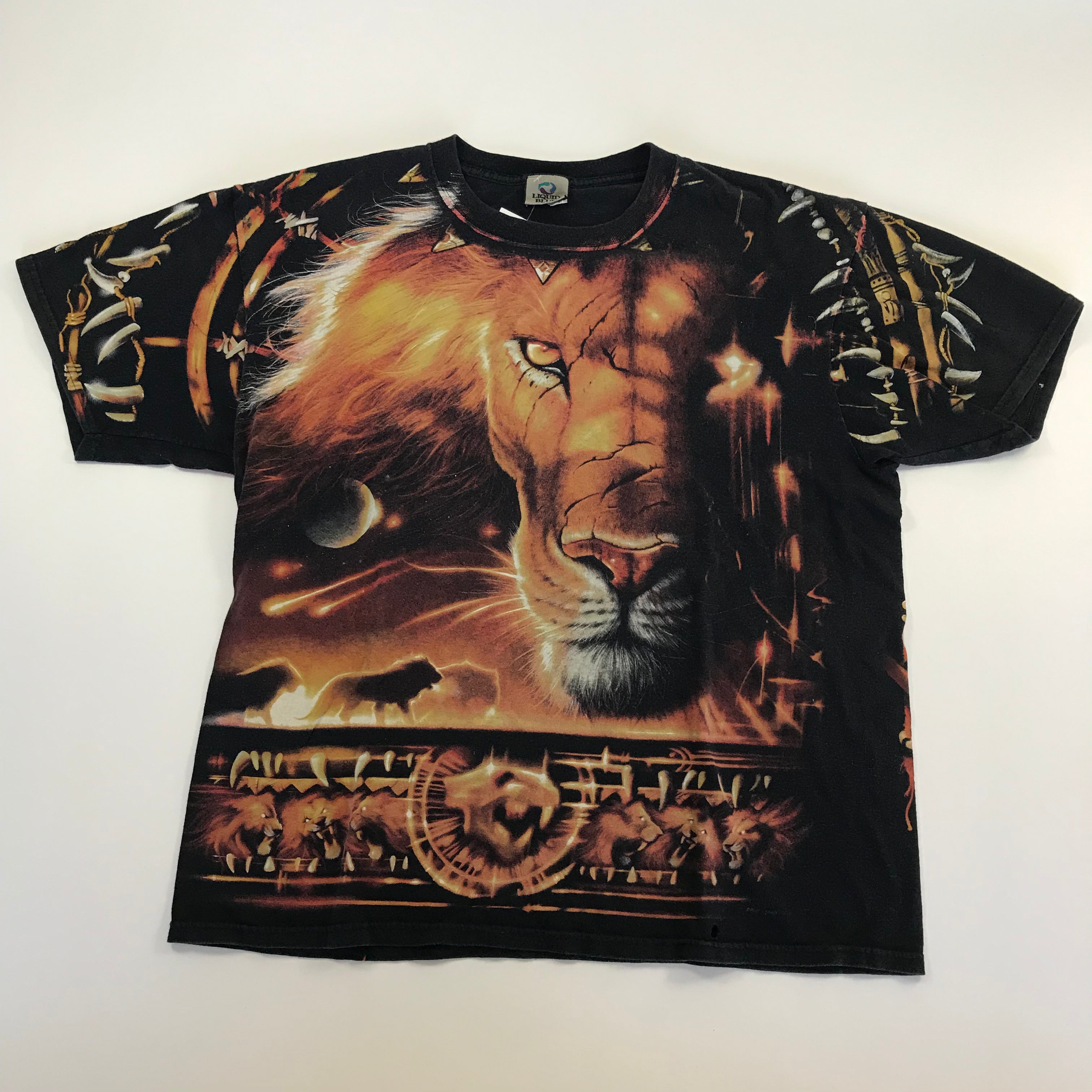 Y2K Liquid Blue Lion AOP Tee - XL