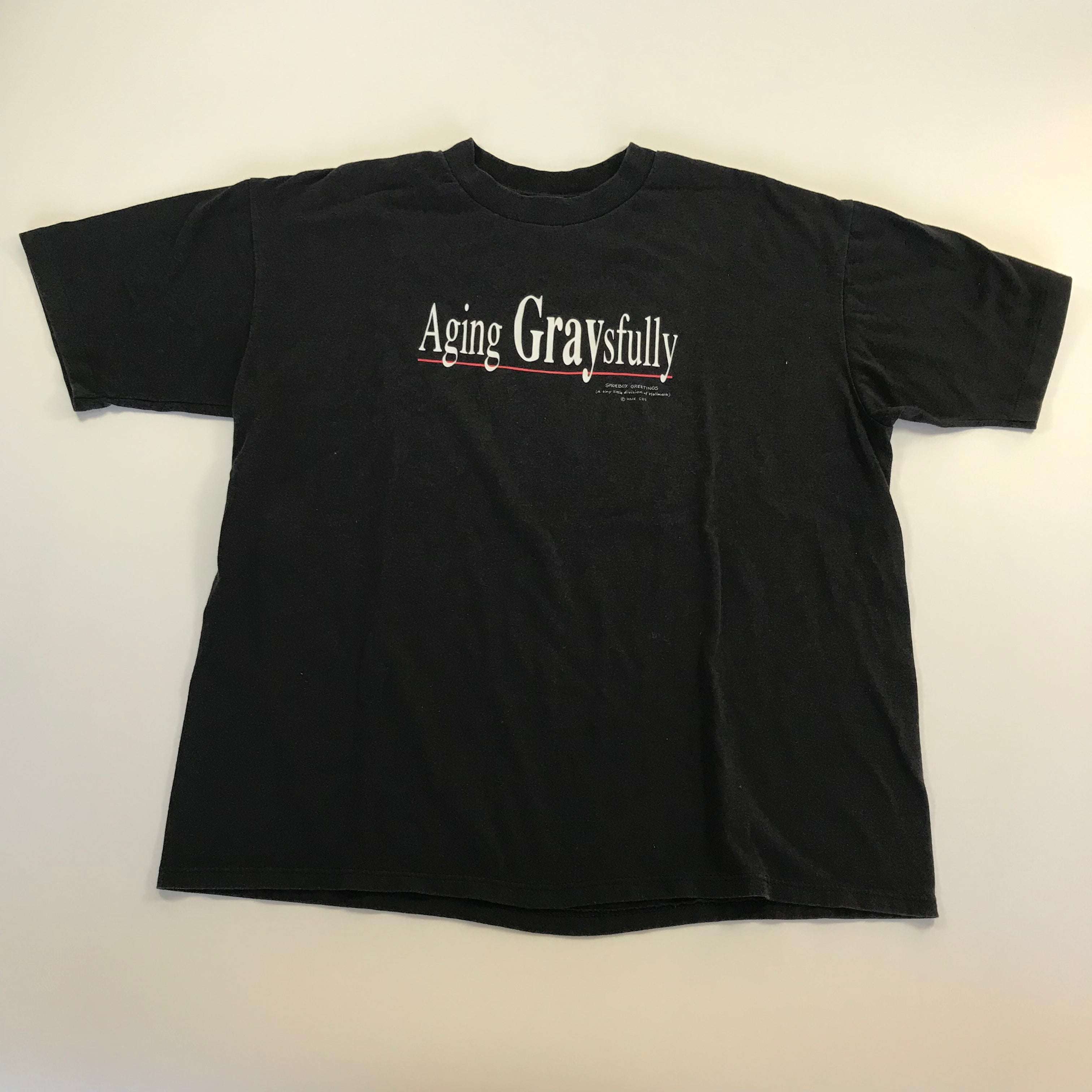 90s Shoebox Greetings Aging GRAYsfully Single Stitch Tee - XL miUSA