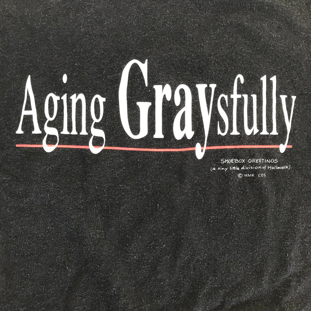 90s Shoebox Greetings Aging GRAYsfully Single Stitch Tee - XL miUSA