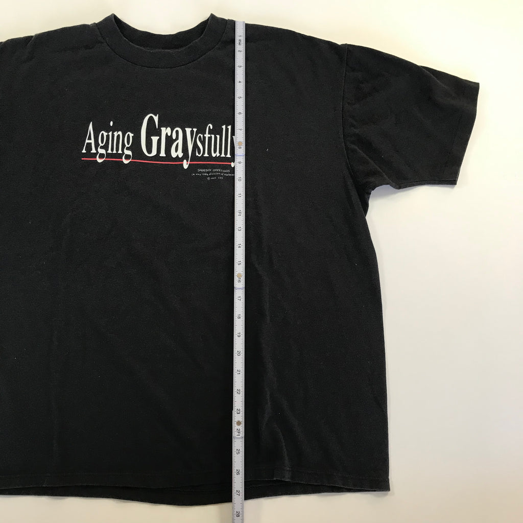 90s Shoebox Greetings Aging GRAYsfully Single Stitch Tee - XL miUSA