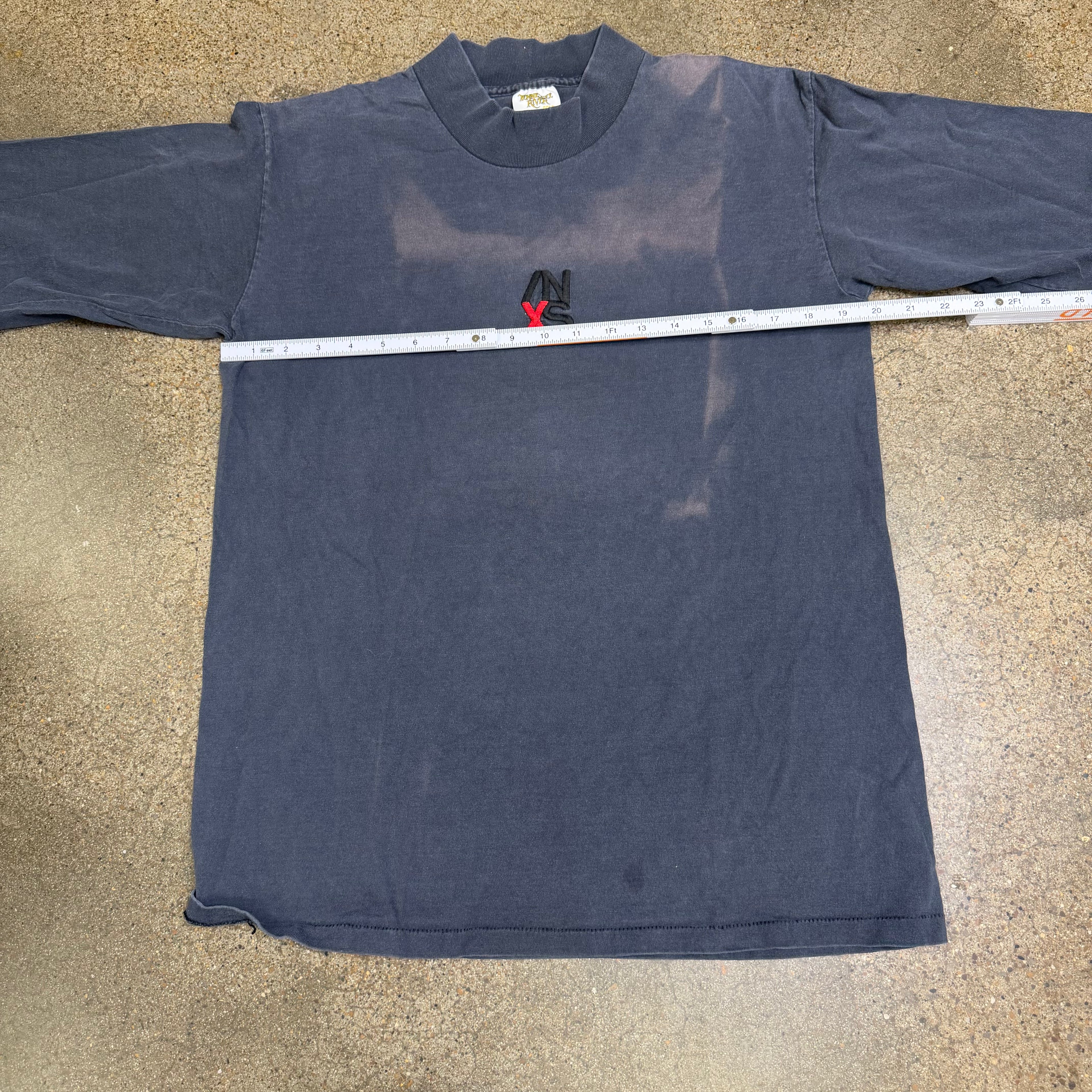90s Sunfaded Embroidered INXS L/S Mockneck Tee - L
