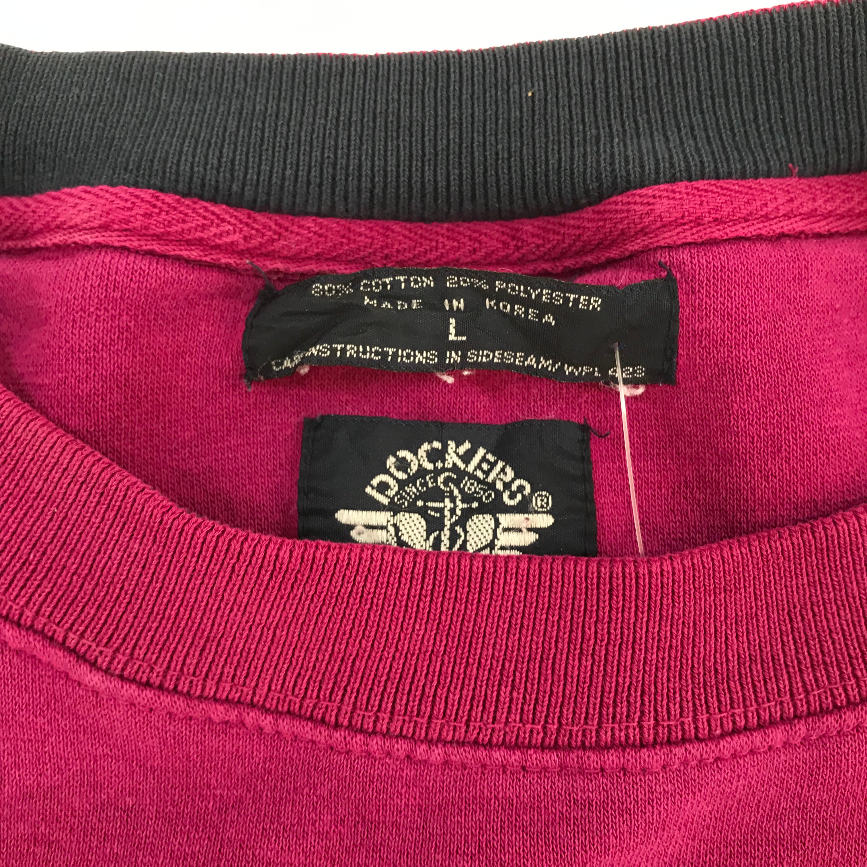 80s/90s Dockers Color Block Navy/Fuchsia Crewneck - L