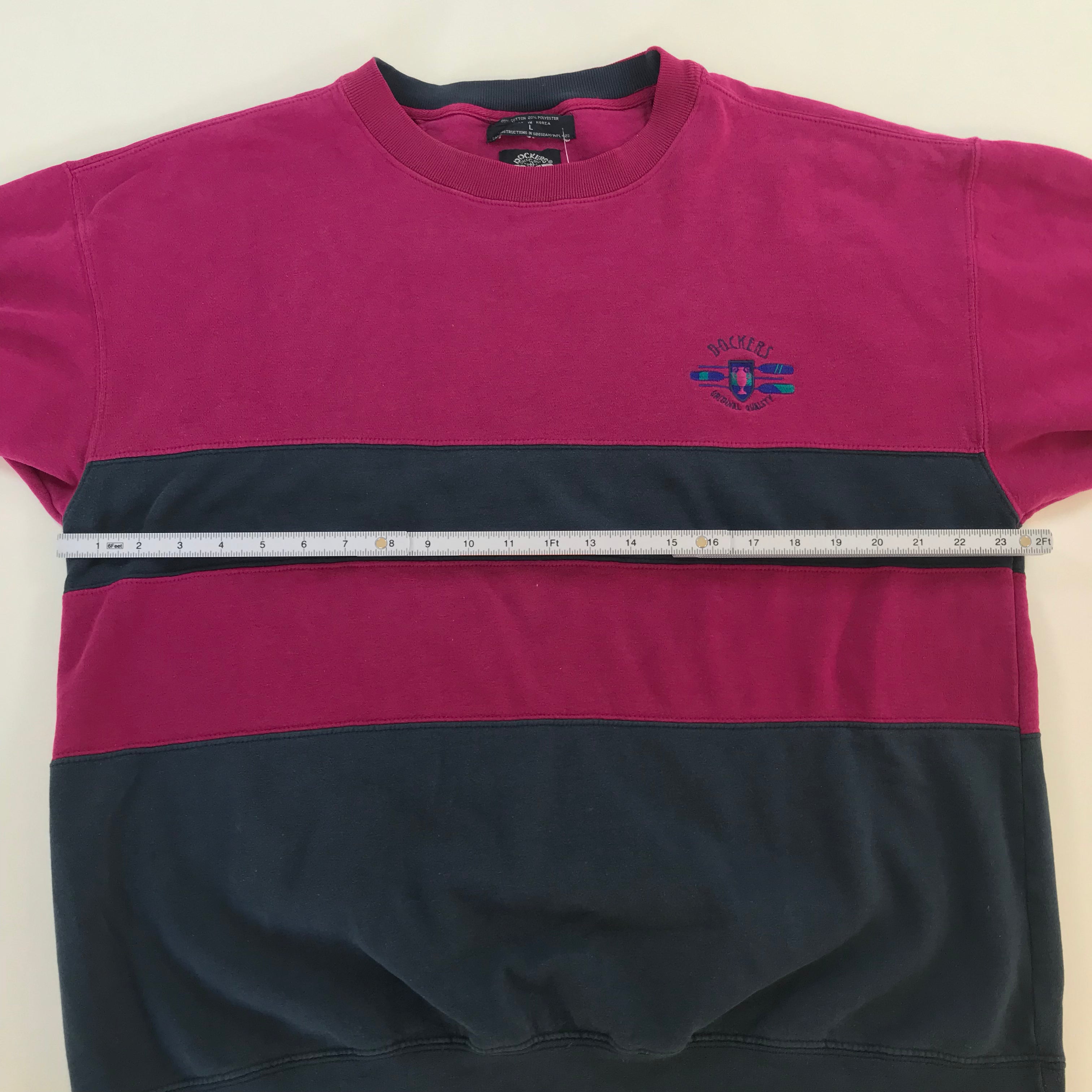 80s/90s Dockers Color Block Navy/Fuchsia Crewneck - L