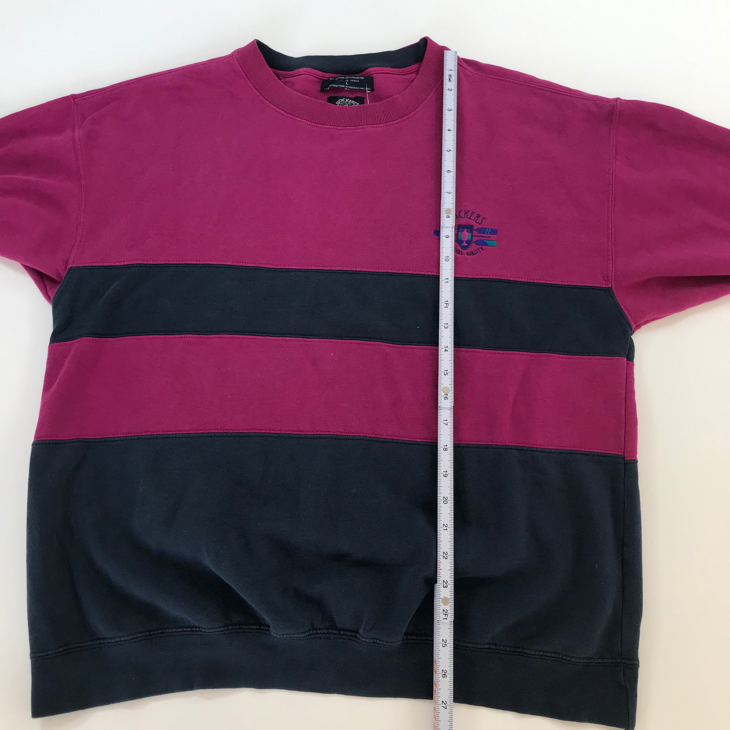 80s/90s Dockers Color Block Navy/Fuchsia Crewneck - L