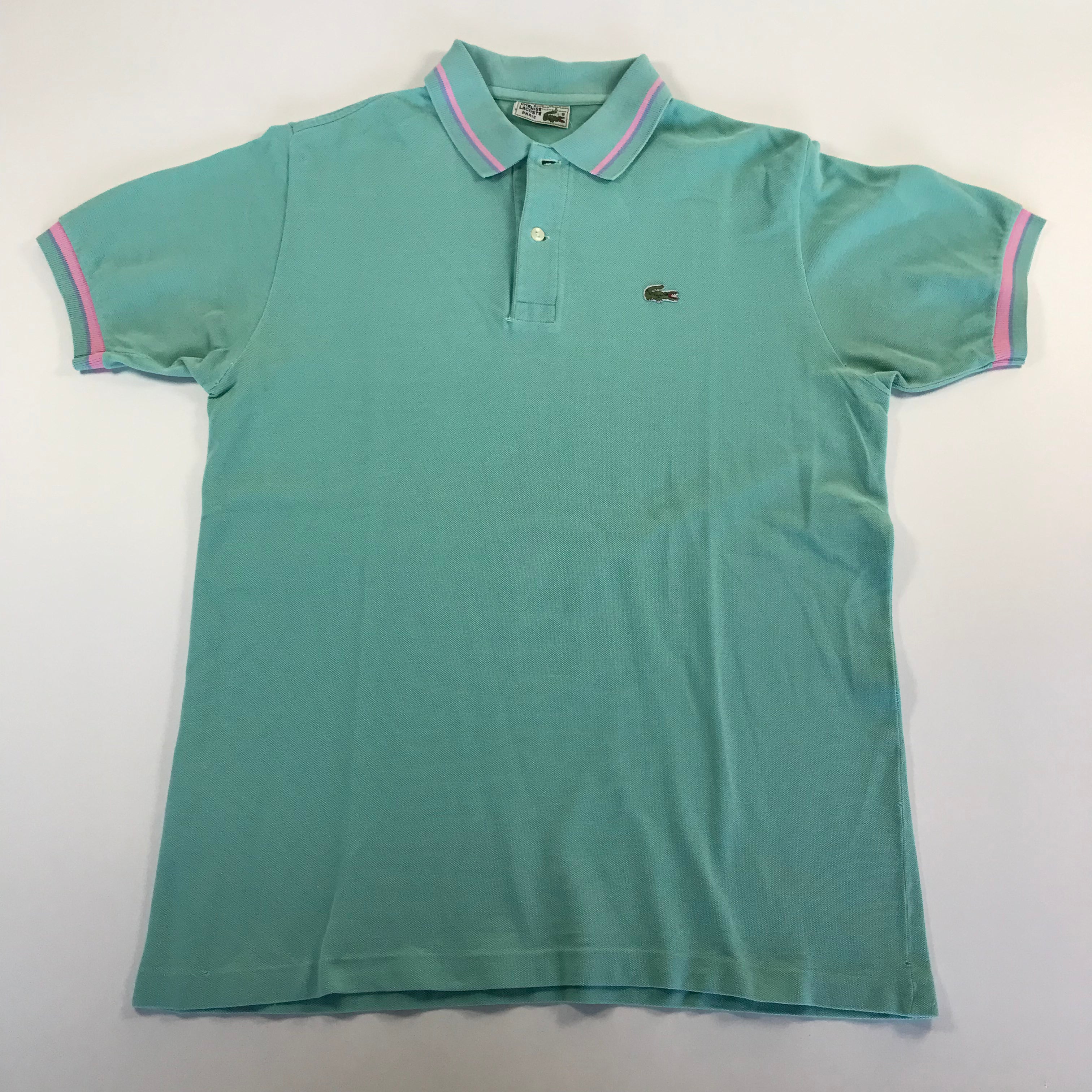 70s/80s Chemise Lacoste Pastel Stripe Collar Polo - XL (Lacoste 6)