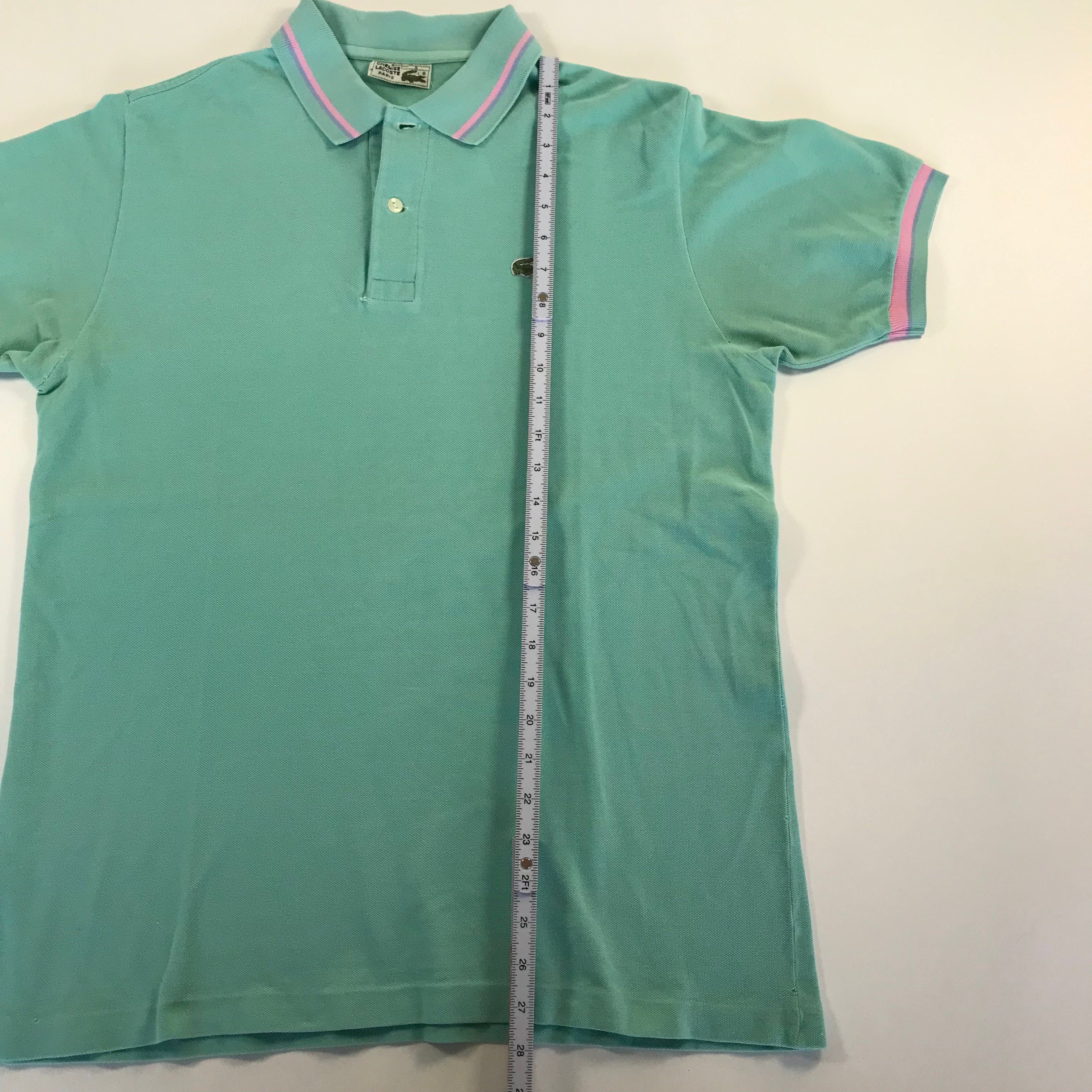 70s/80s Chemise Lacoste Pastel Stripe Collar Polo - XL (Lacoste 6)