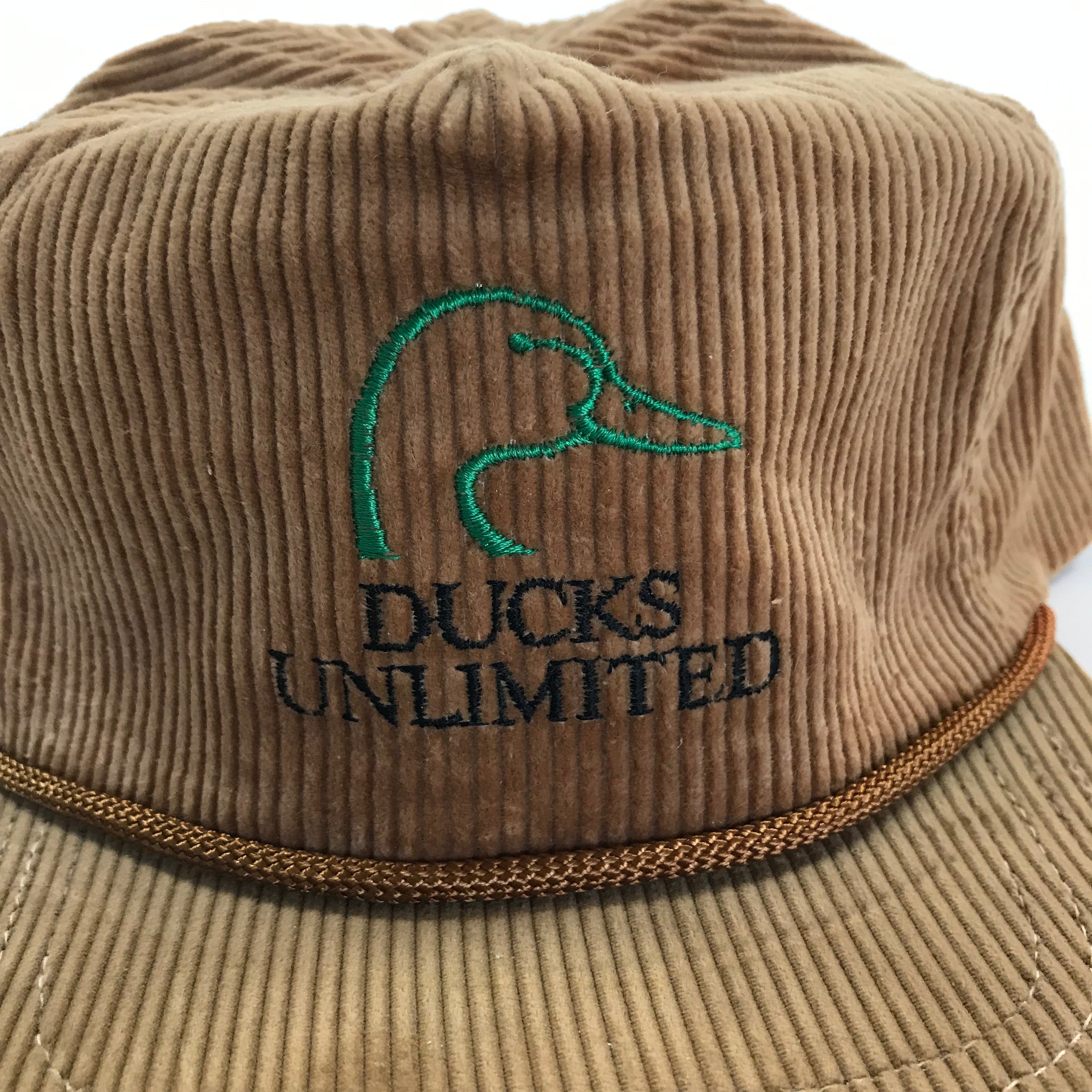 DEADSTOCK 90s Ducks Unlimited Corduroy Grandpa Hat w/ Leather Strapback