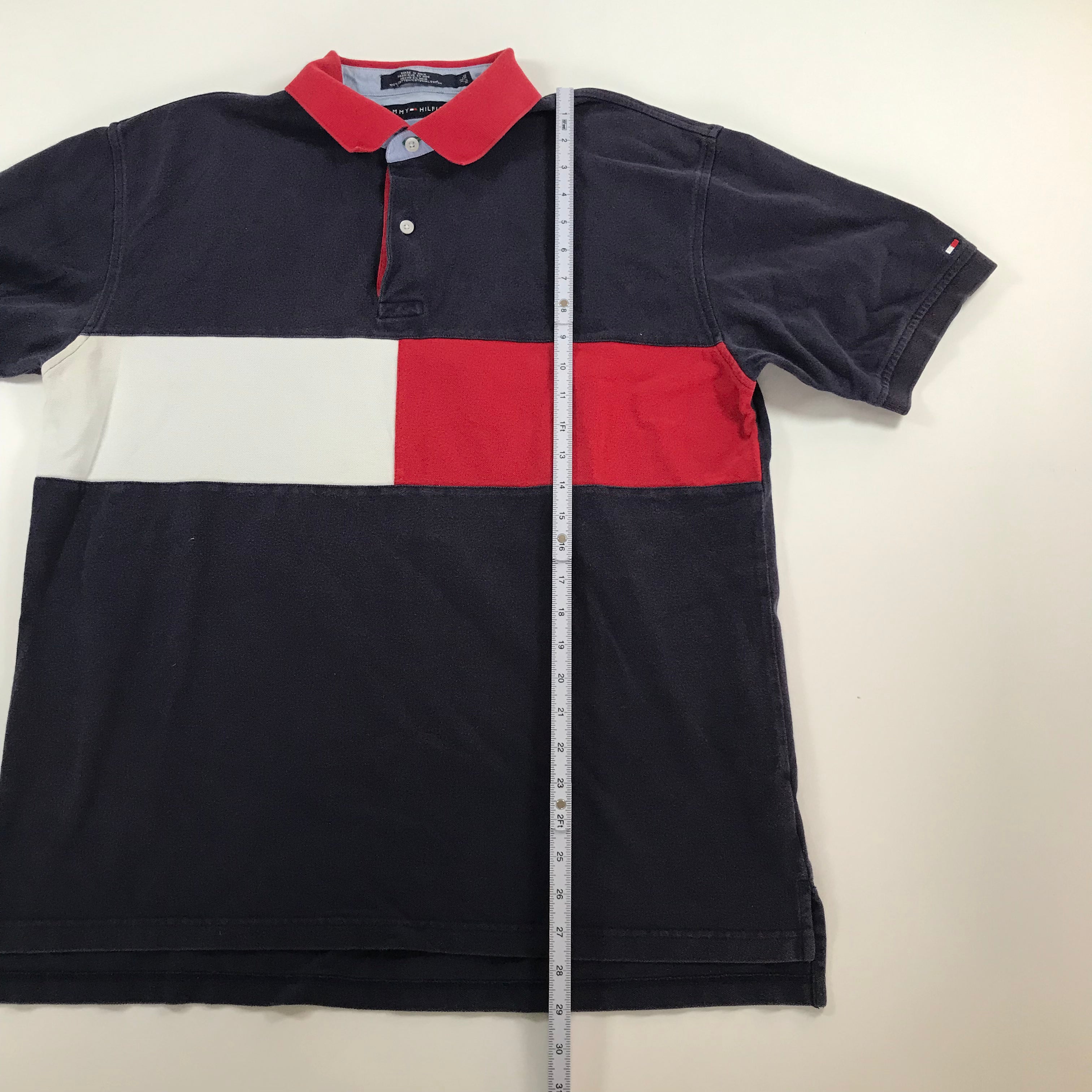 Y2K Tommy Hilfiger Color Block Logo Polo - XL
