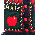 KIDS 90s "A is for Apple" Rare Winnie the Pooh Fringe Cardigan - N/S