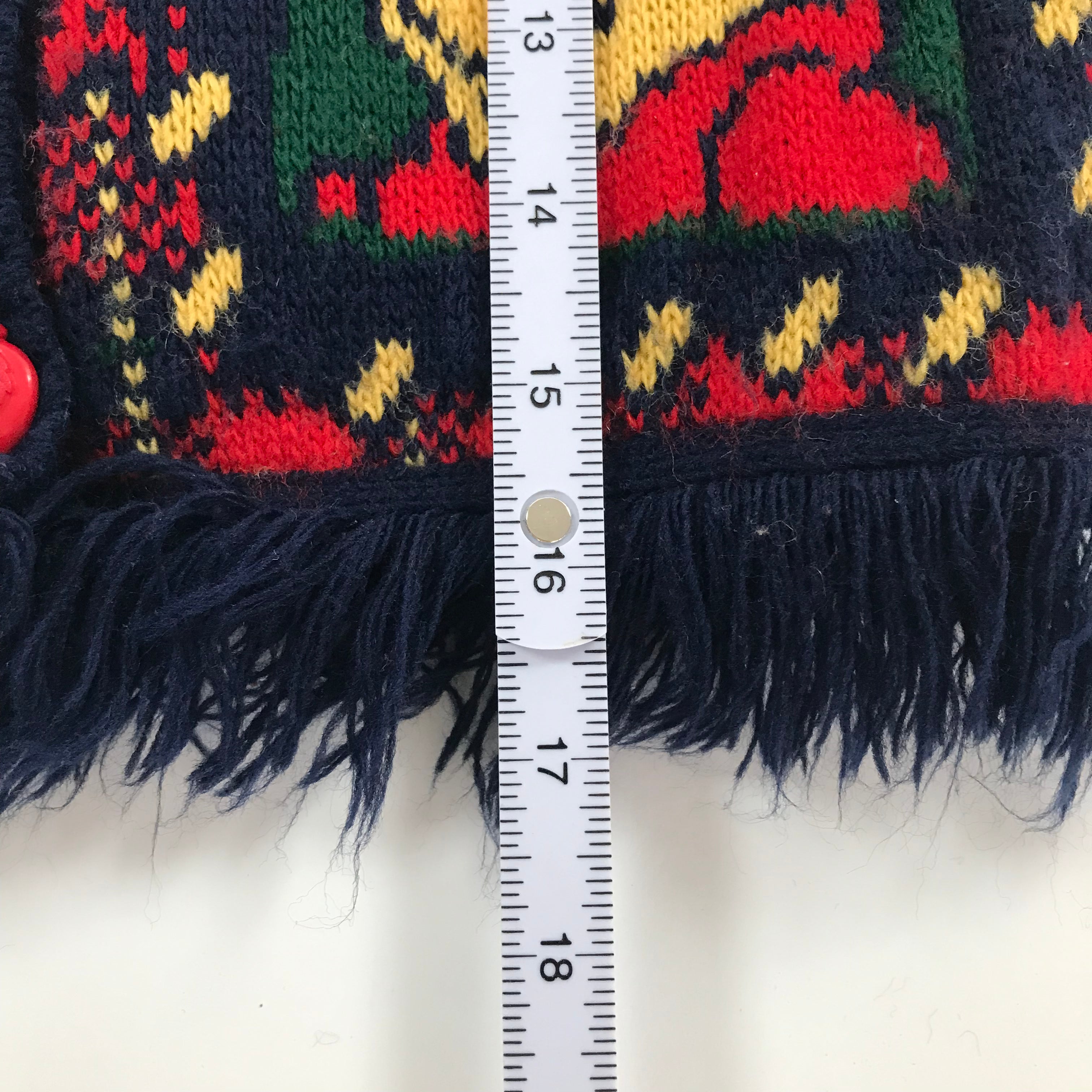 KIDS 90s "A is for Apple" Rare Winnie the Pooh Fringe Cardigan - N/S