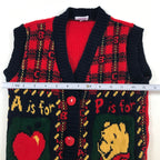 KIDS 90s "A is for Apple" Rare Winnie the Pooh Fringe Cardigan - N/S