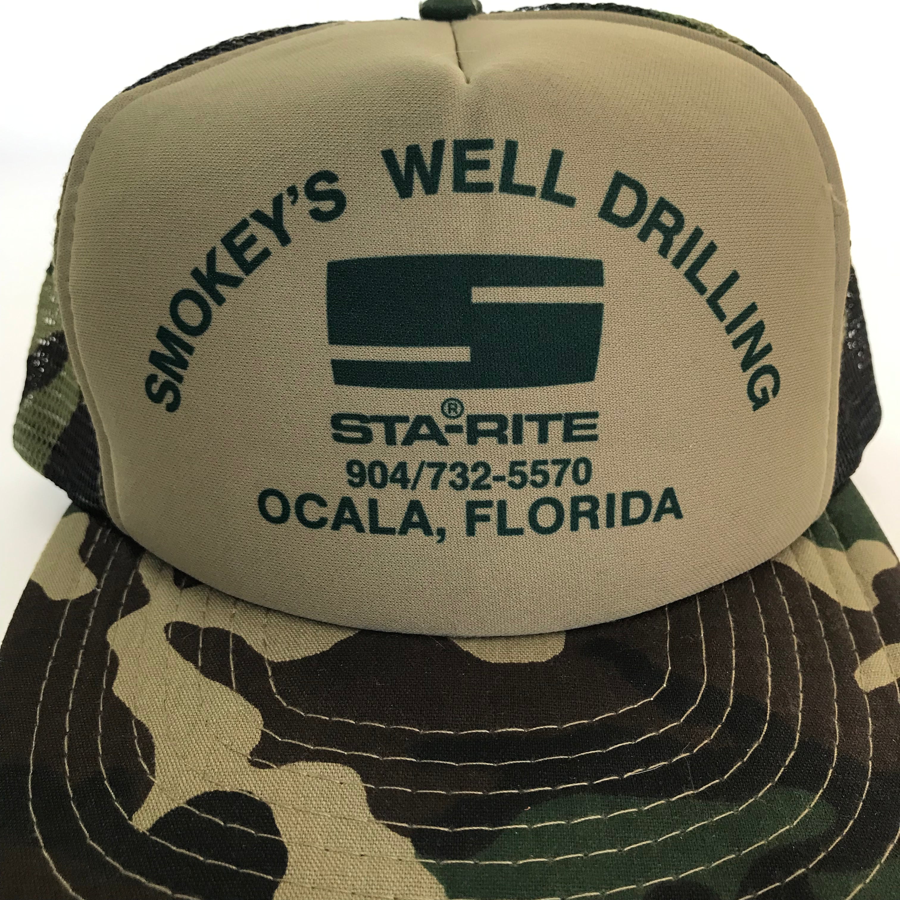 80s Camo Smokey's Well Drilling Foam Front Snapback