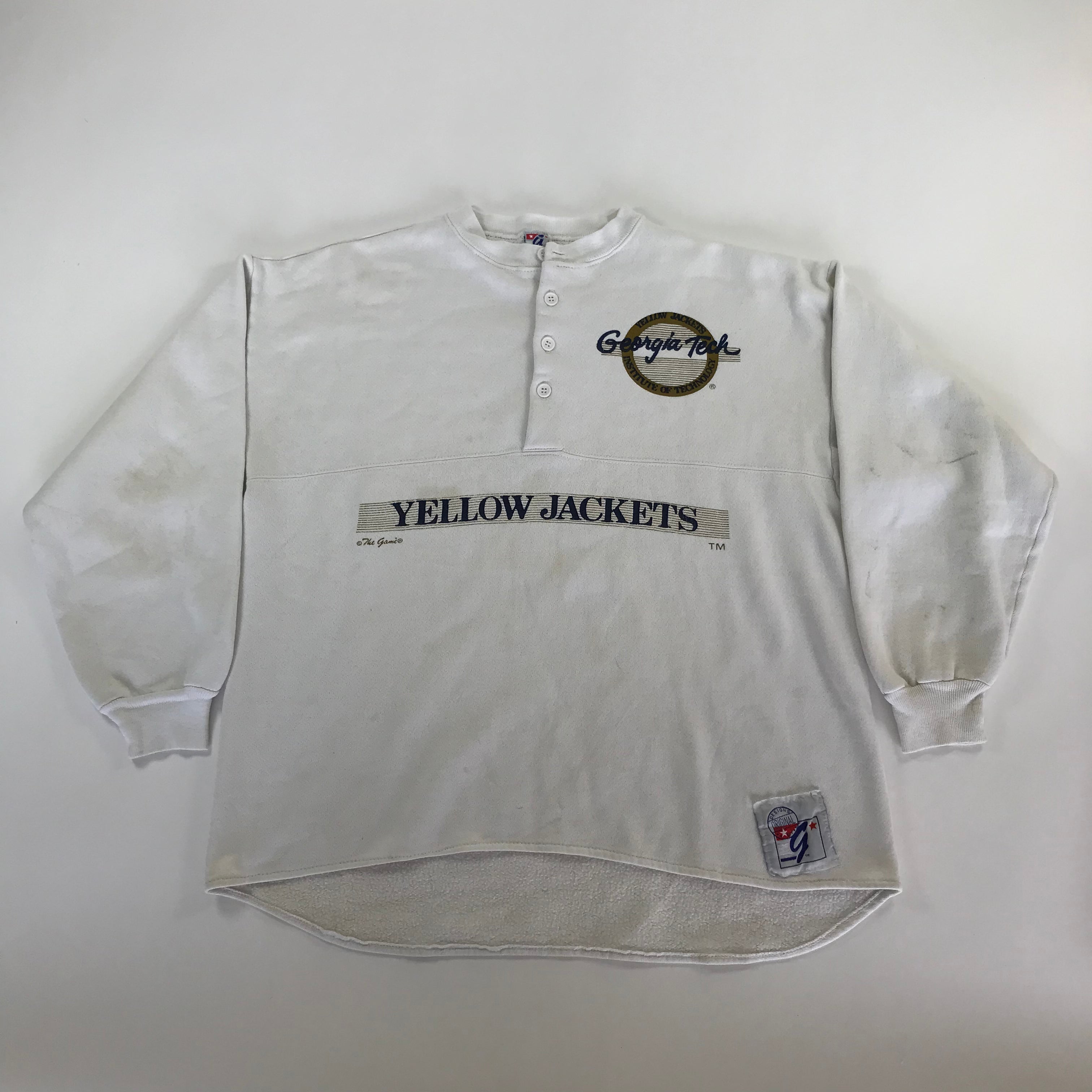80s/90s The Game Georgia Tech Yellow Jackets Henley Sweatshirt - XL miUSA