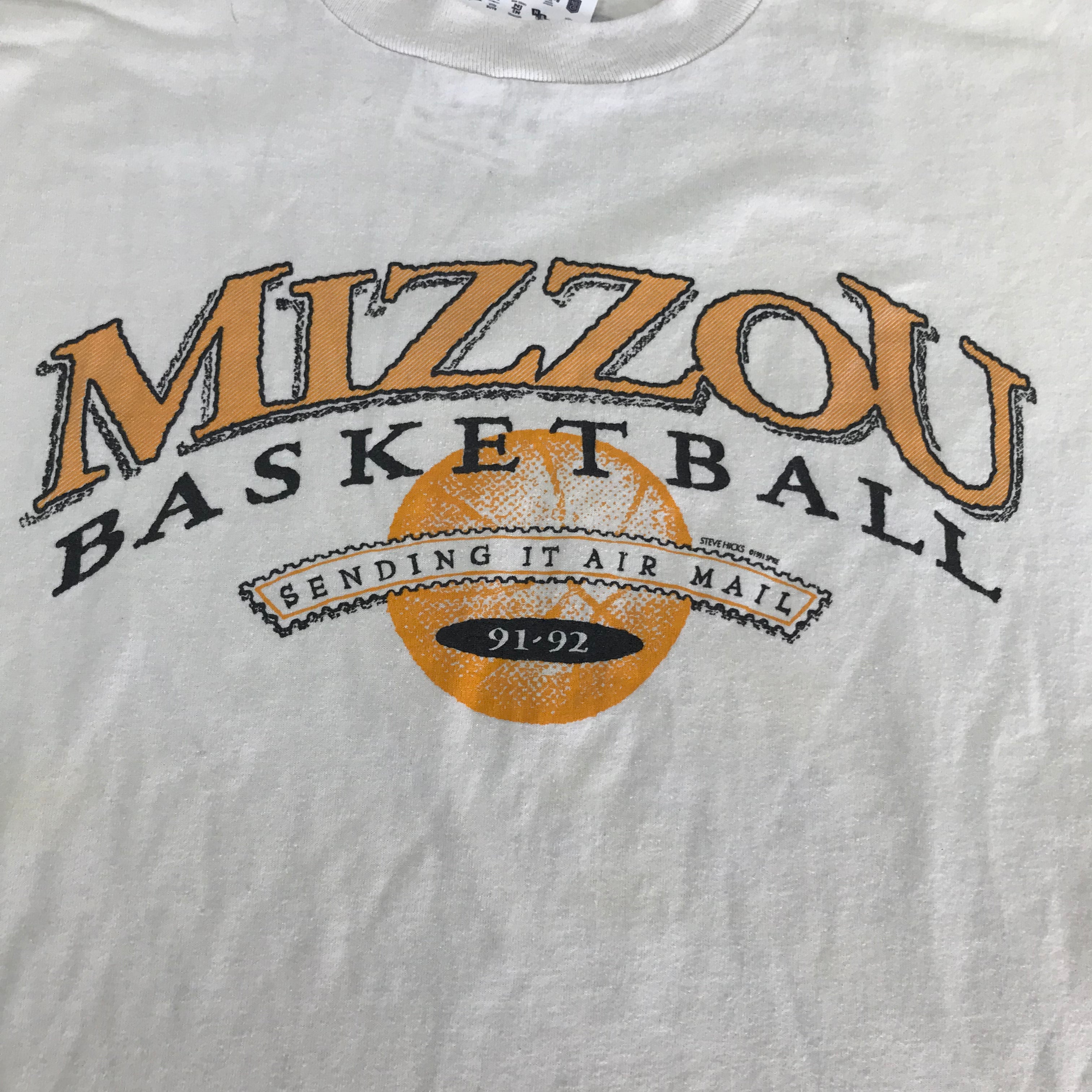 '91 Mizzou Basketball Single Stitch Screen Stars Tee - XL miUSA