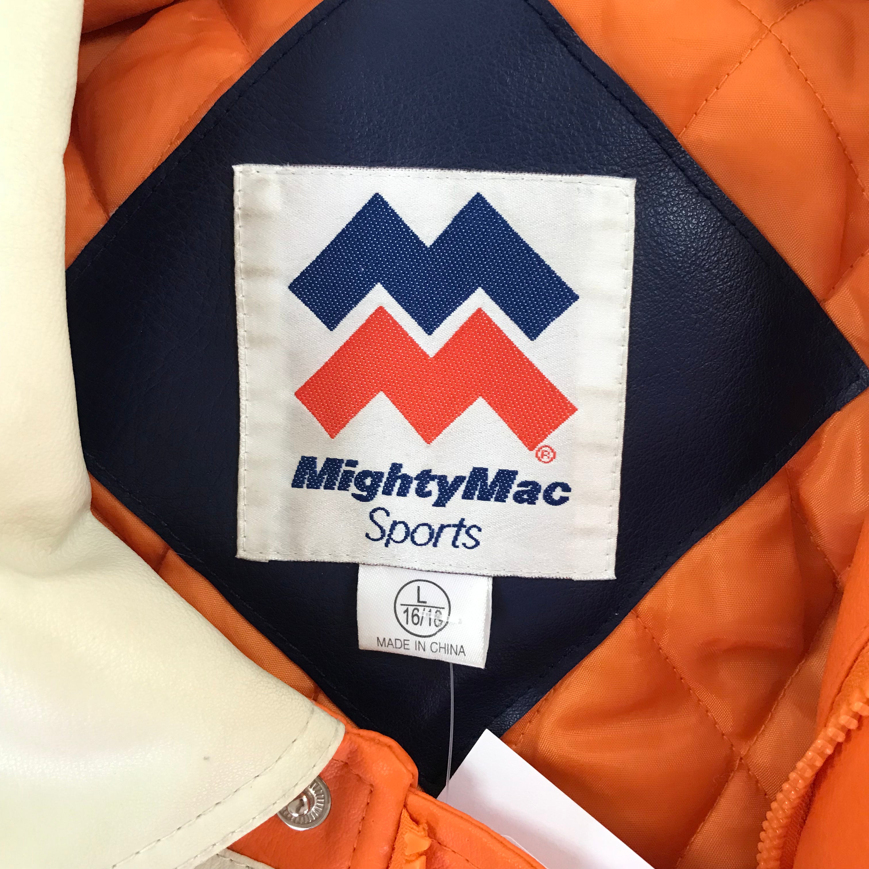 90s Navy/Orange/Cream UT Vols Vegan Leather Jacket - Adult S / Youth L