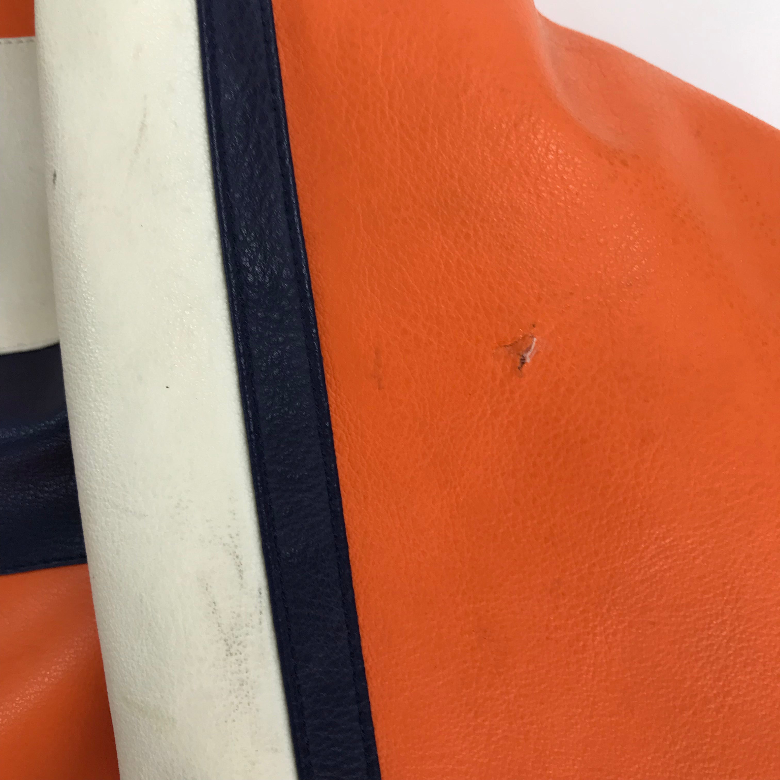 90s Navy/Orange/Cream UT Vols Vegan Leather Jacket - Adult S / Youth L