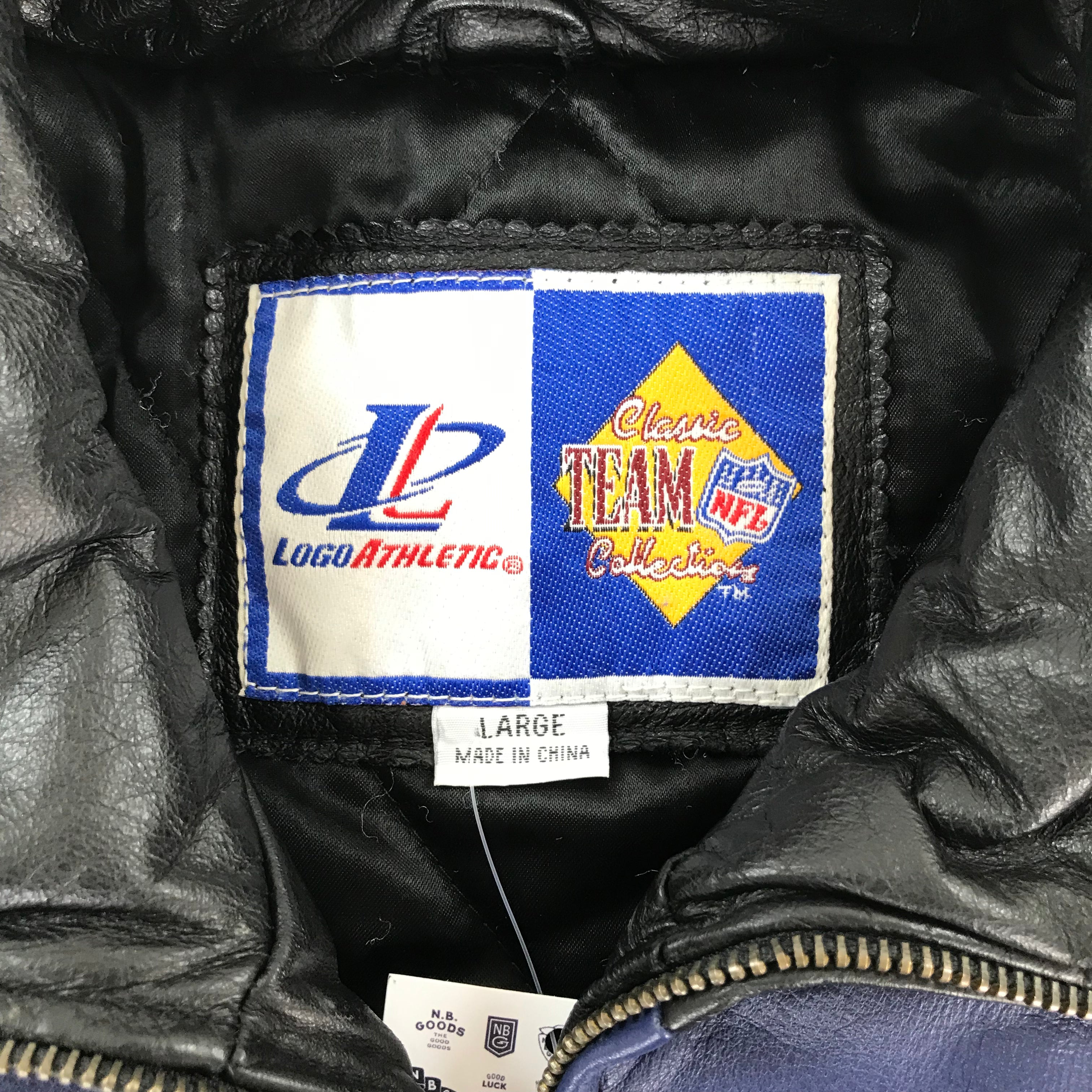 90s Logo Athletic Sharktooth Dallas Cowboys Genuine Leather Jacket - L