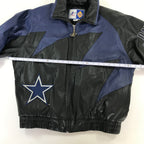 90s Logo Athletic Sharktooth Dallas Cowboys Genuine Leather Jacket - L