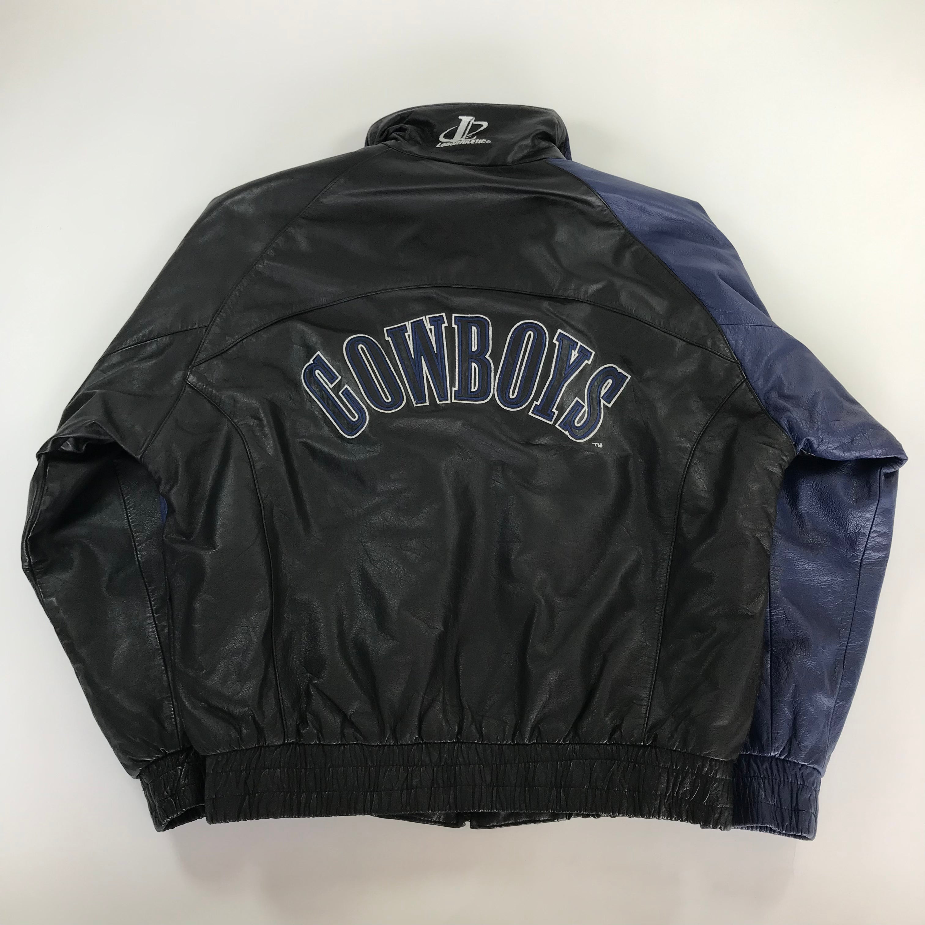 90s Logo Athletic Sharktooth Dallas Cowboys Genuine Leather Jacket - L