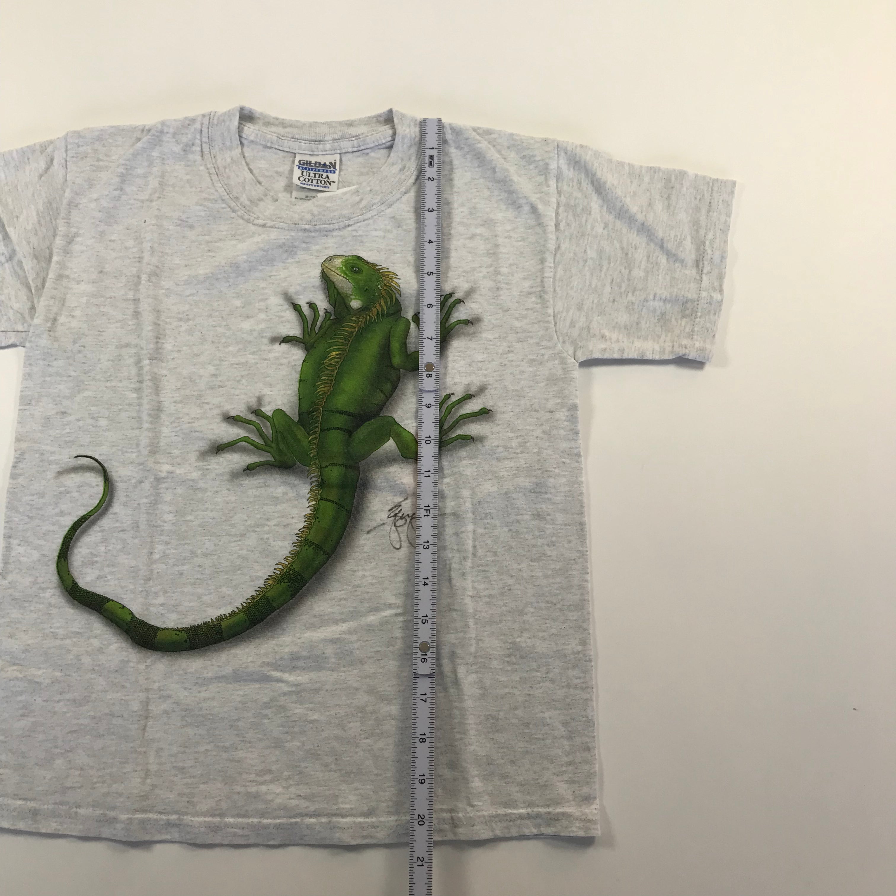 KIDS Y2K Big Print Iguana Tee - M 10-12