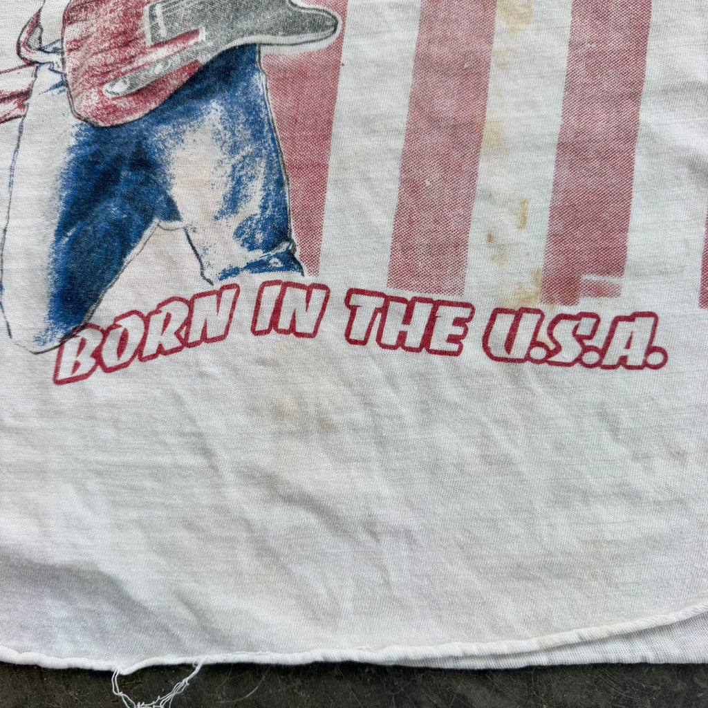 80s Thrashed & Distressed Bruce Springsteen Born In The USA Sold Out Tour Raglan Tee - M