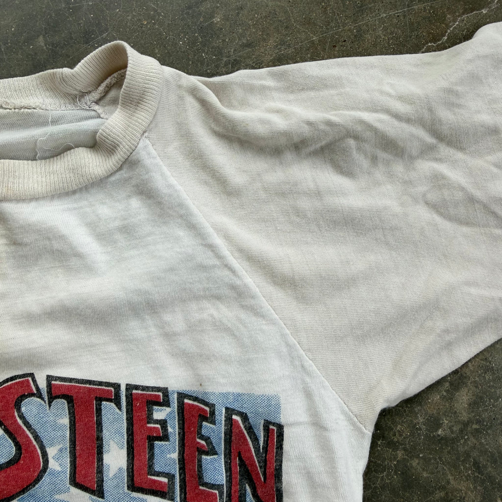 80s Thrashed & Distressed Bruce Springsteen Born In The USA Sold Out Tour Raglan Tee - M