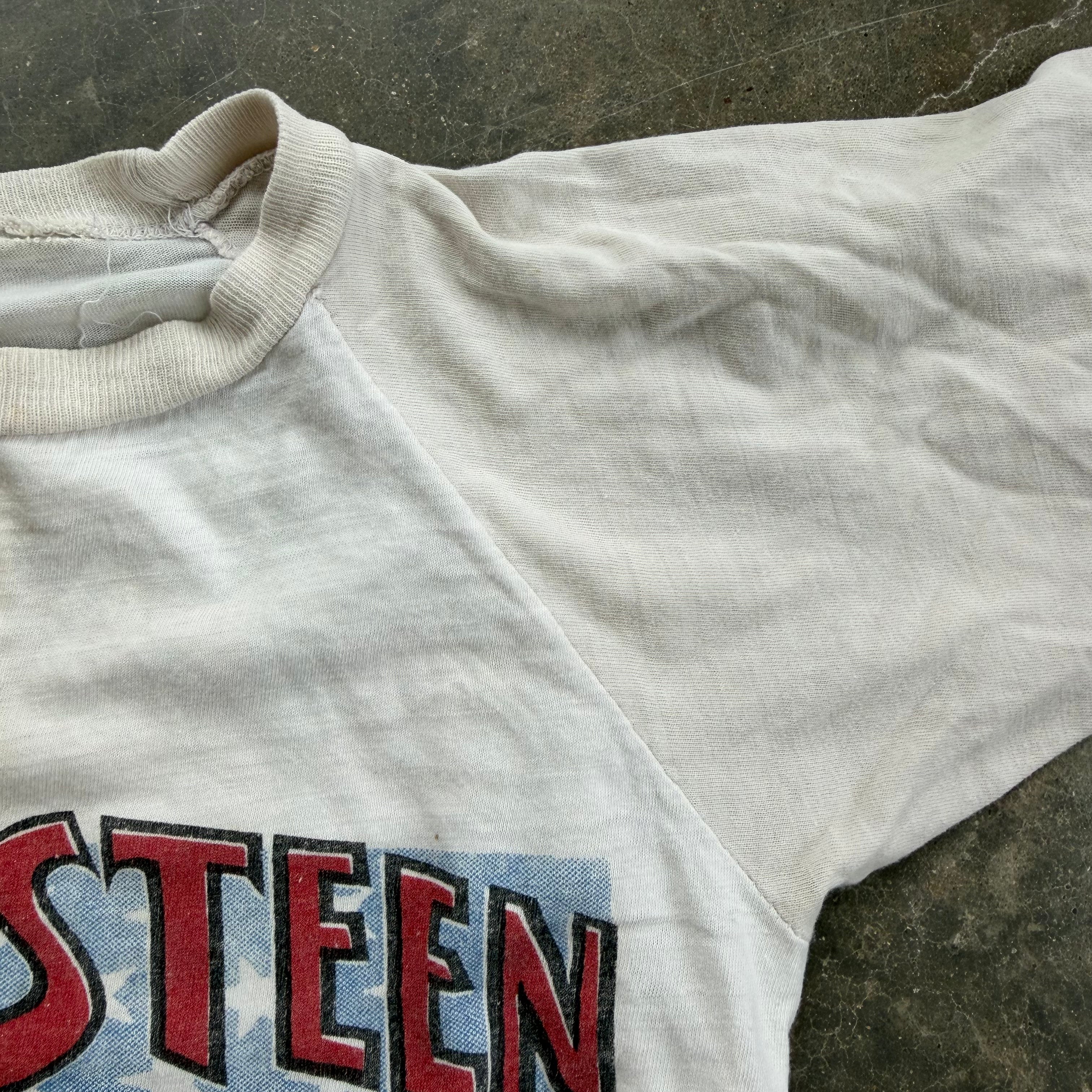 80s Thrashed & Distressed Bruce Springsteen Born In The USA Sold Out Tour Raglan Tee - M