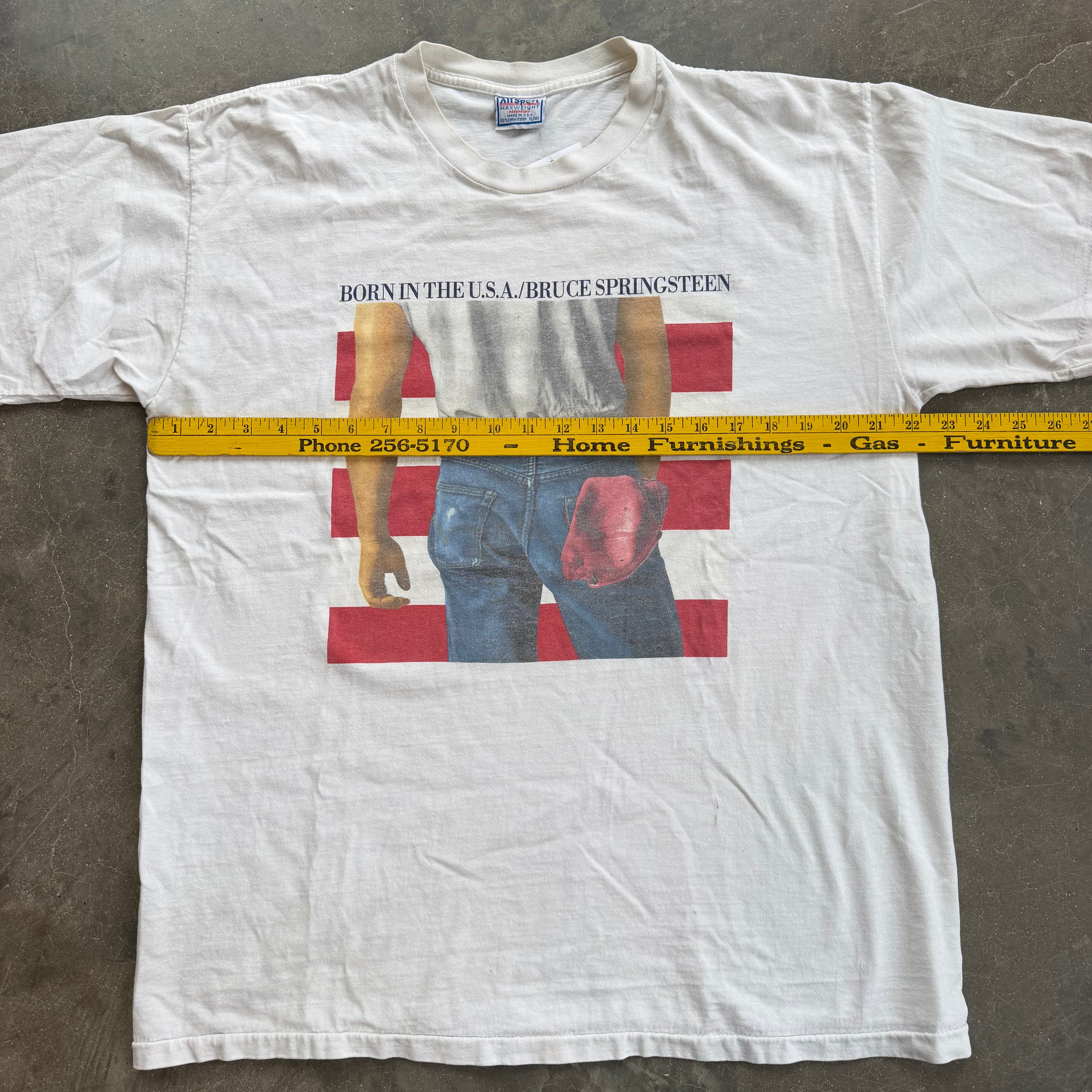 '99 Bruce Springsteen Born In The USA Tracklist Single Stitch Tee - XL miUSA