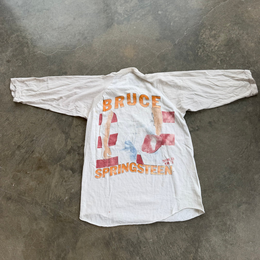 80s Thrashed & Distressed Bruce Springsteen Born In The USA Sold Out Tour Raglan Tee - M