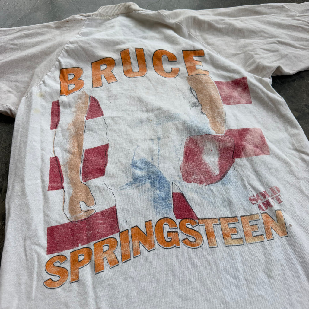 80s Thrashed & Distressed Bruce Springsteen Born In The USA Sold Out Tour Raglan Tee - M