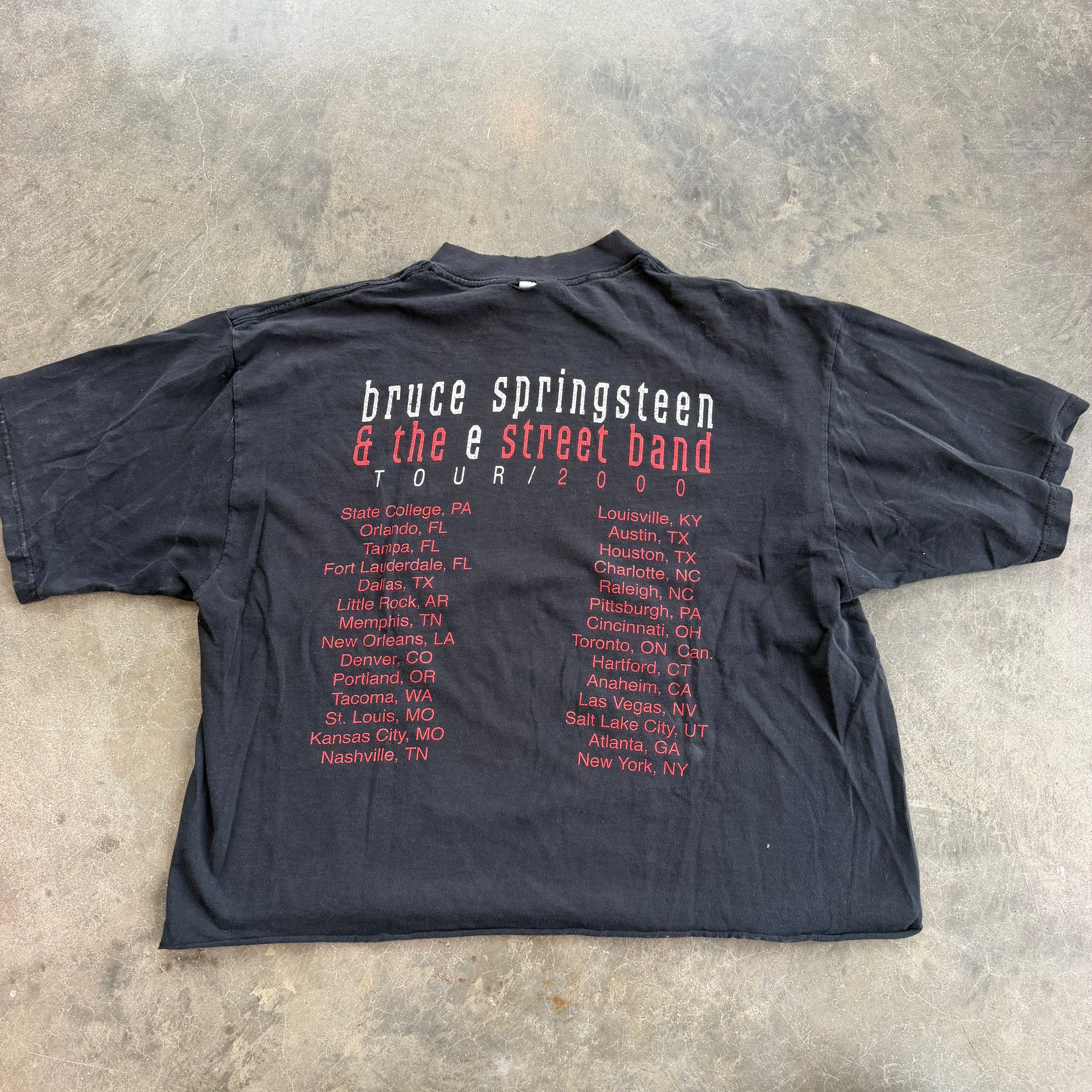 '00 Bruce Springsteen U.S. Tour Cropped Single Stitch Tee - XL miUSA