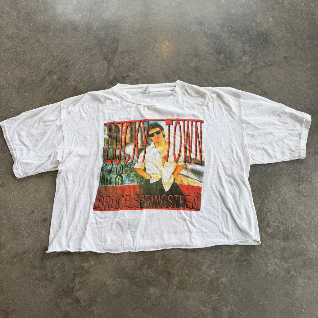'92 Bruce Springsteen Lucky Town European Tour Cropped Single Stitch Tee - L