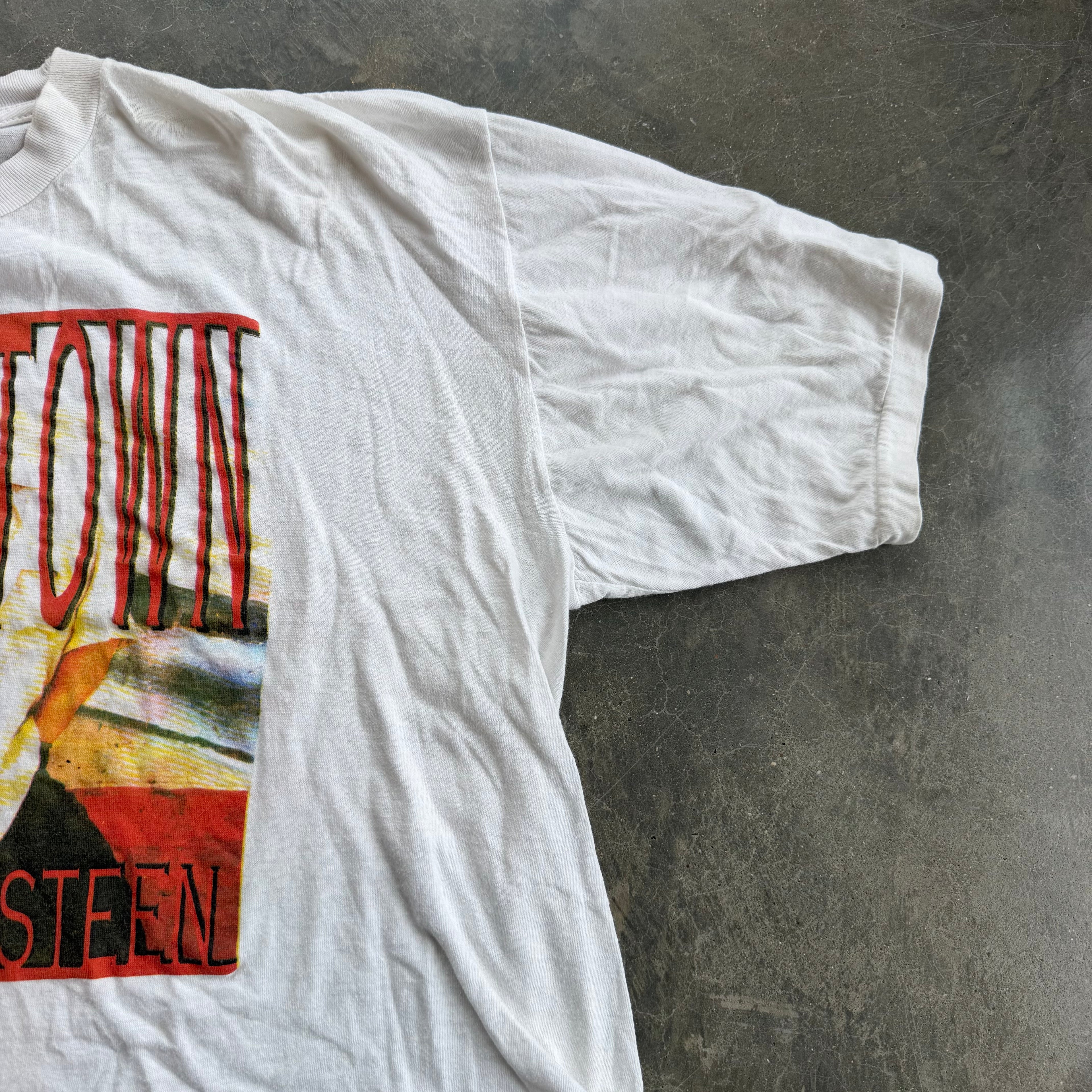 '92 Bruce Springsteen Lucky Town European Tour Cropped Single Stitch Tee - L