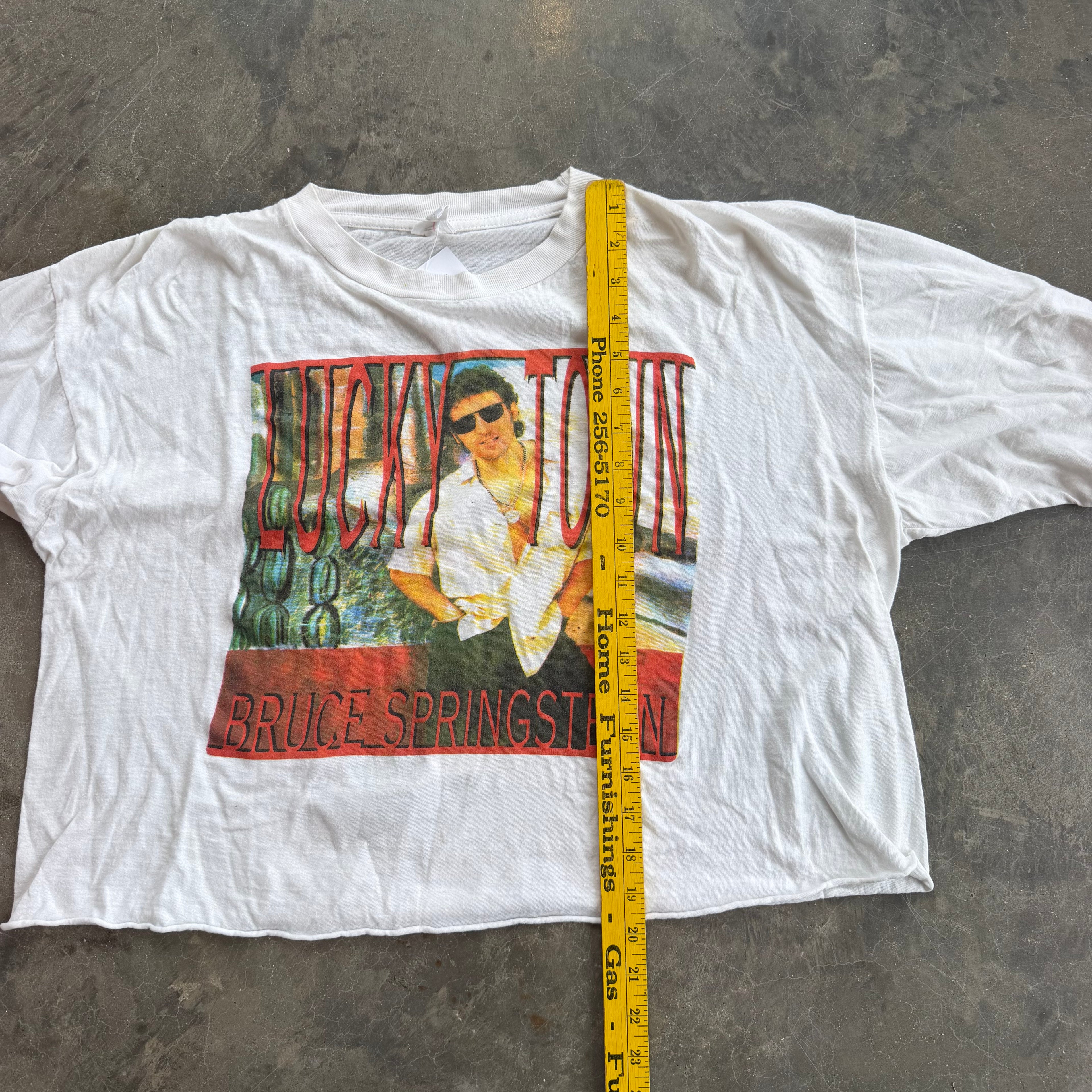 '92 Bruce Springsteen Lucky Town European Tour Cropped Single Stitch Tee - L