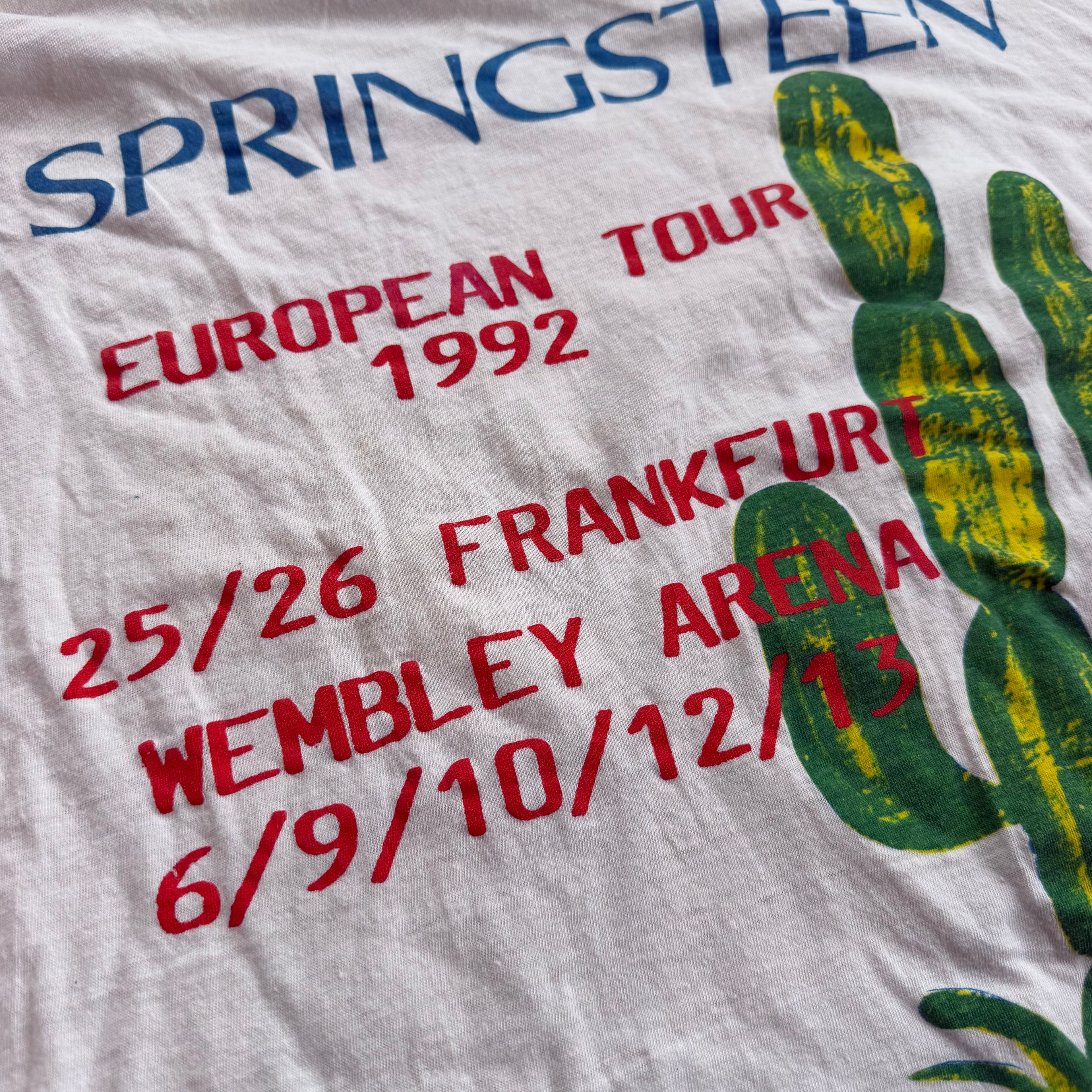 '92 Bruce Springsteen Lucky Town European Tour Cropped Single Stitch Tee - L