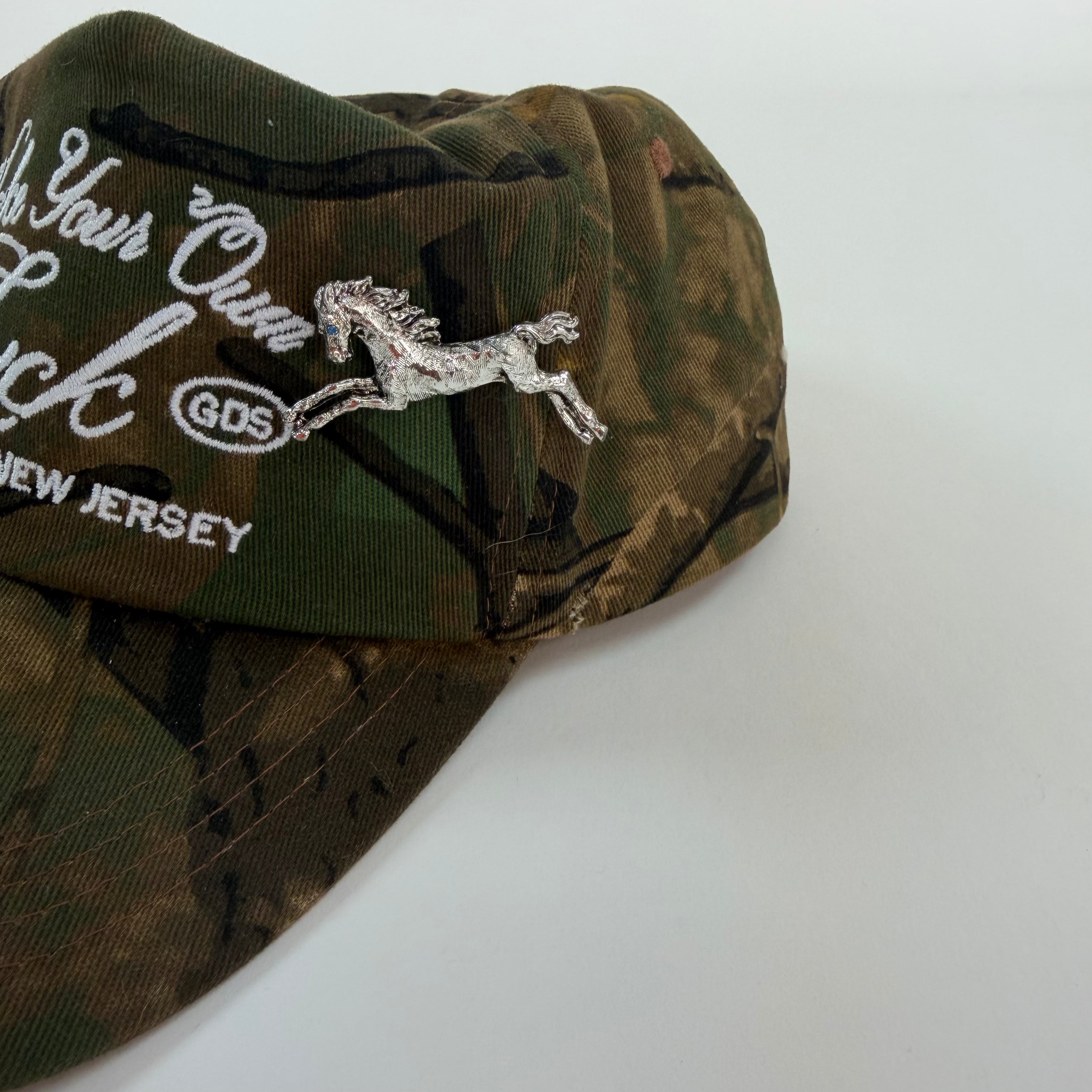 Silver Tone Blue Jeweled Eye Etched Horse Brooch