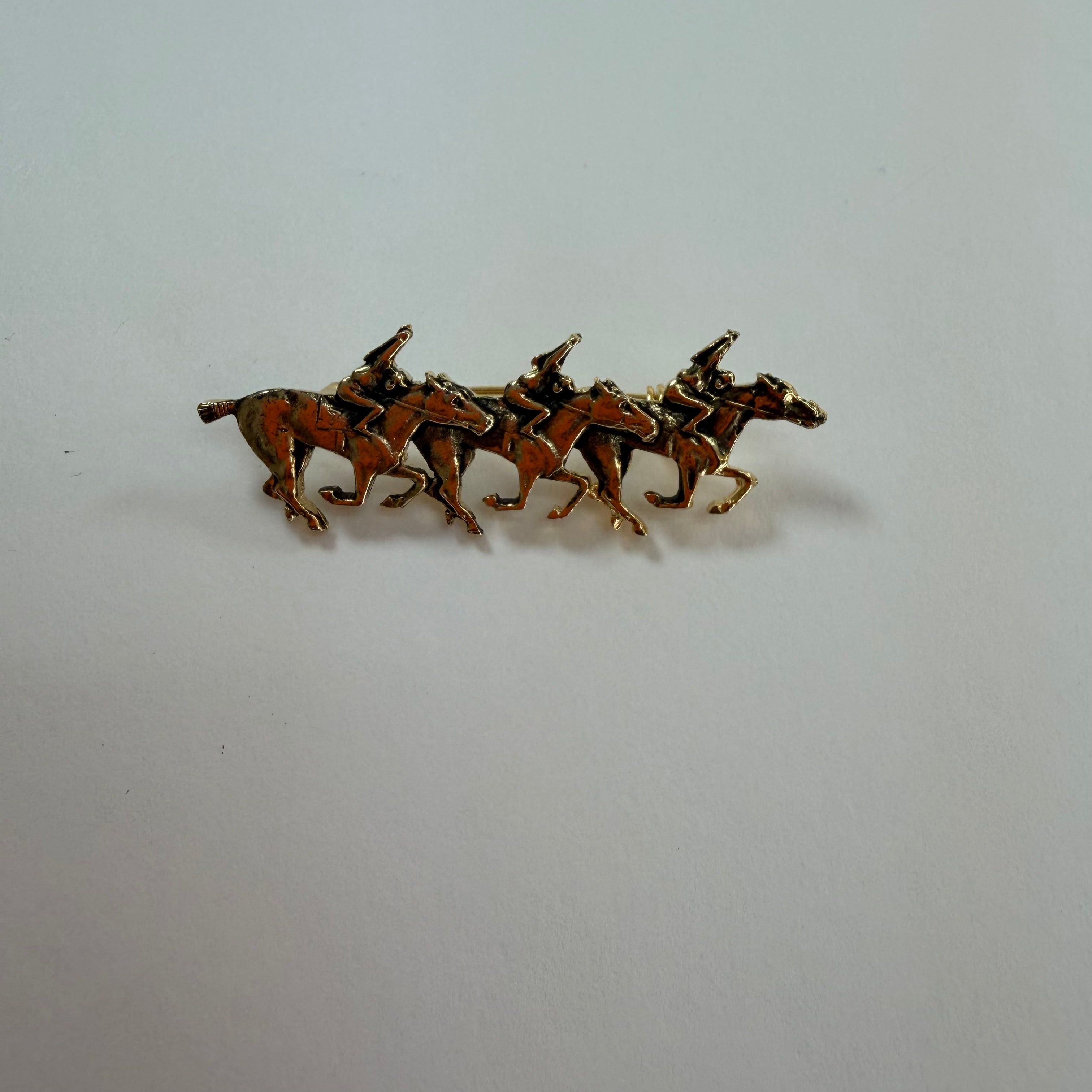Gold Tone Racehorse Brooch