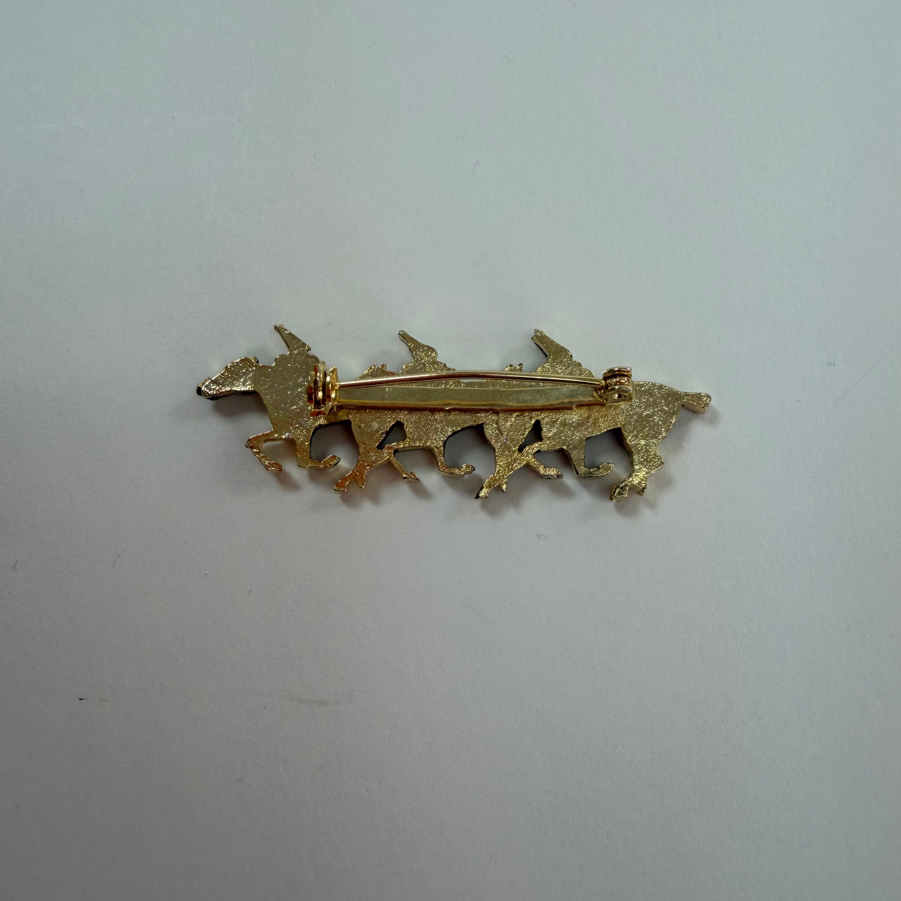 Gold Tone Racehorse Brooch